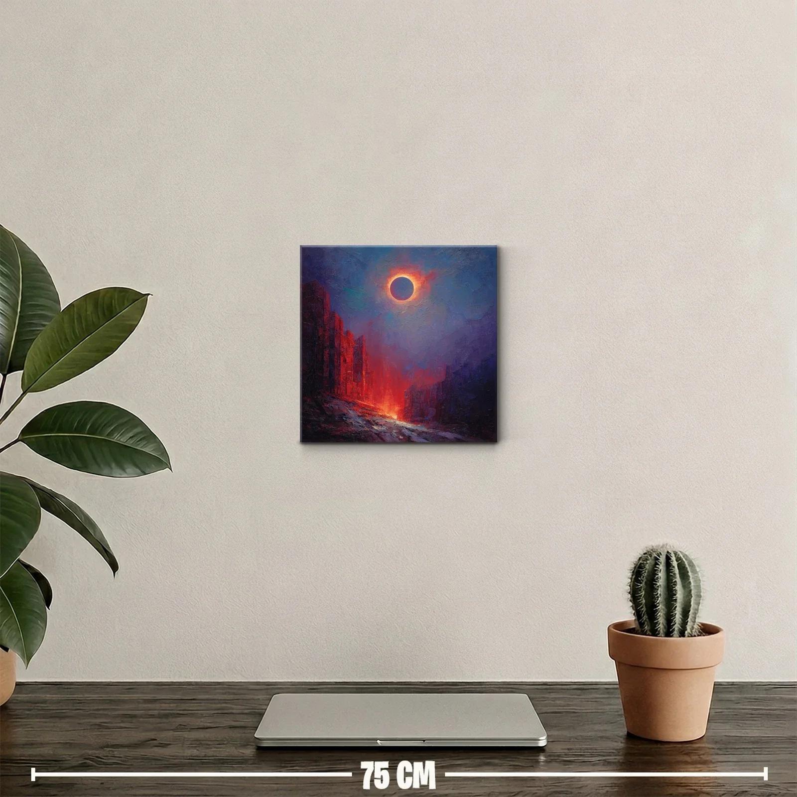 Eclipse solar sobre paisaje urbano en llamas — miniatura 2