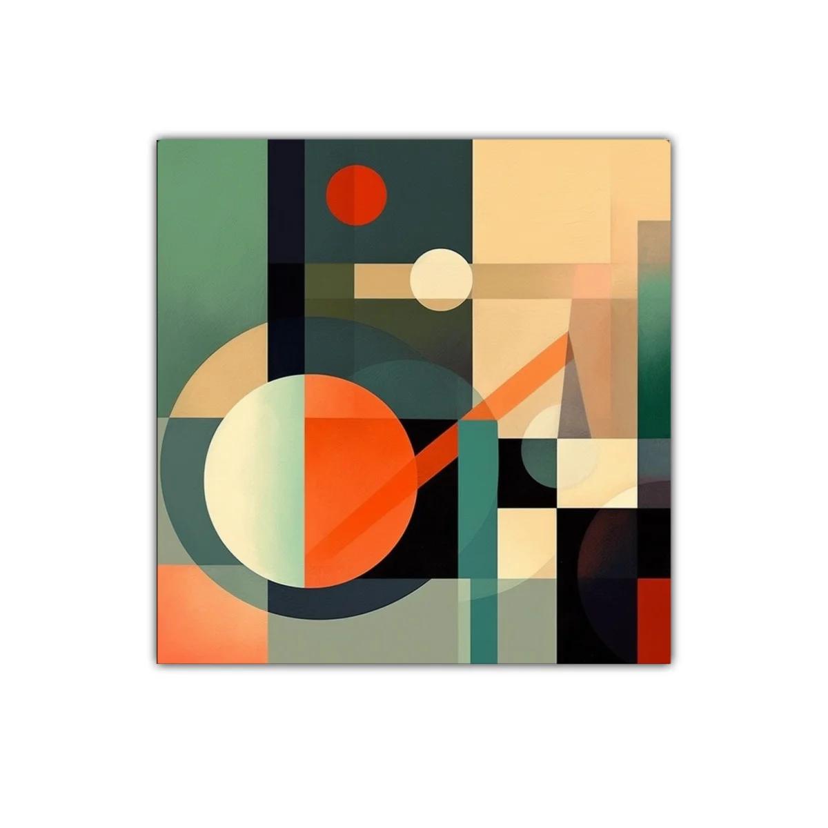 Composición geométrica con formas circulares y colores vibrantes