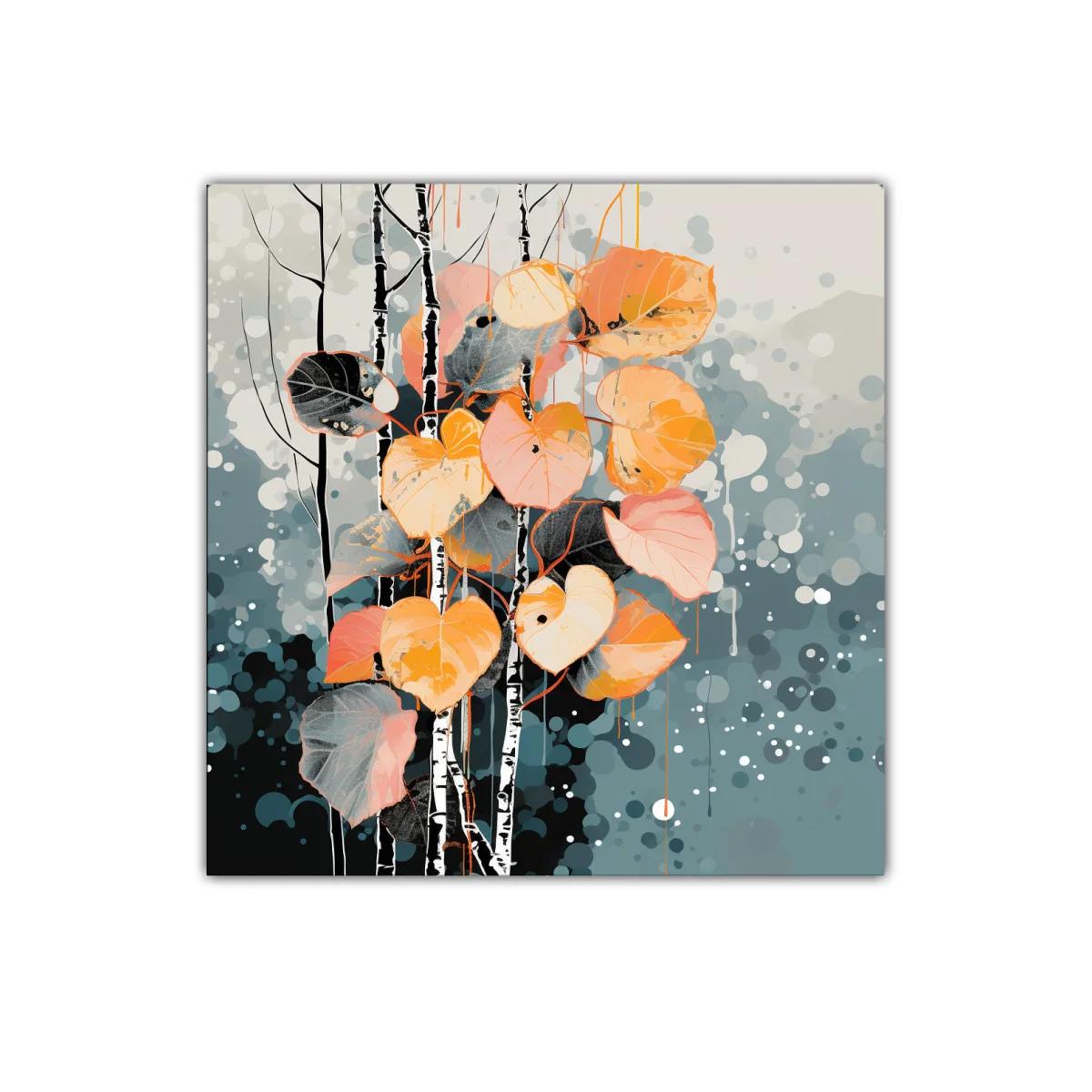 Cuadro decorativo hojas otoñales y árboles en tonos suaves — imagen principal