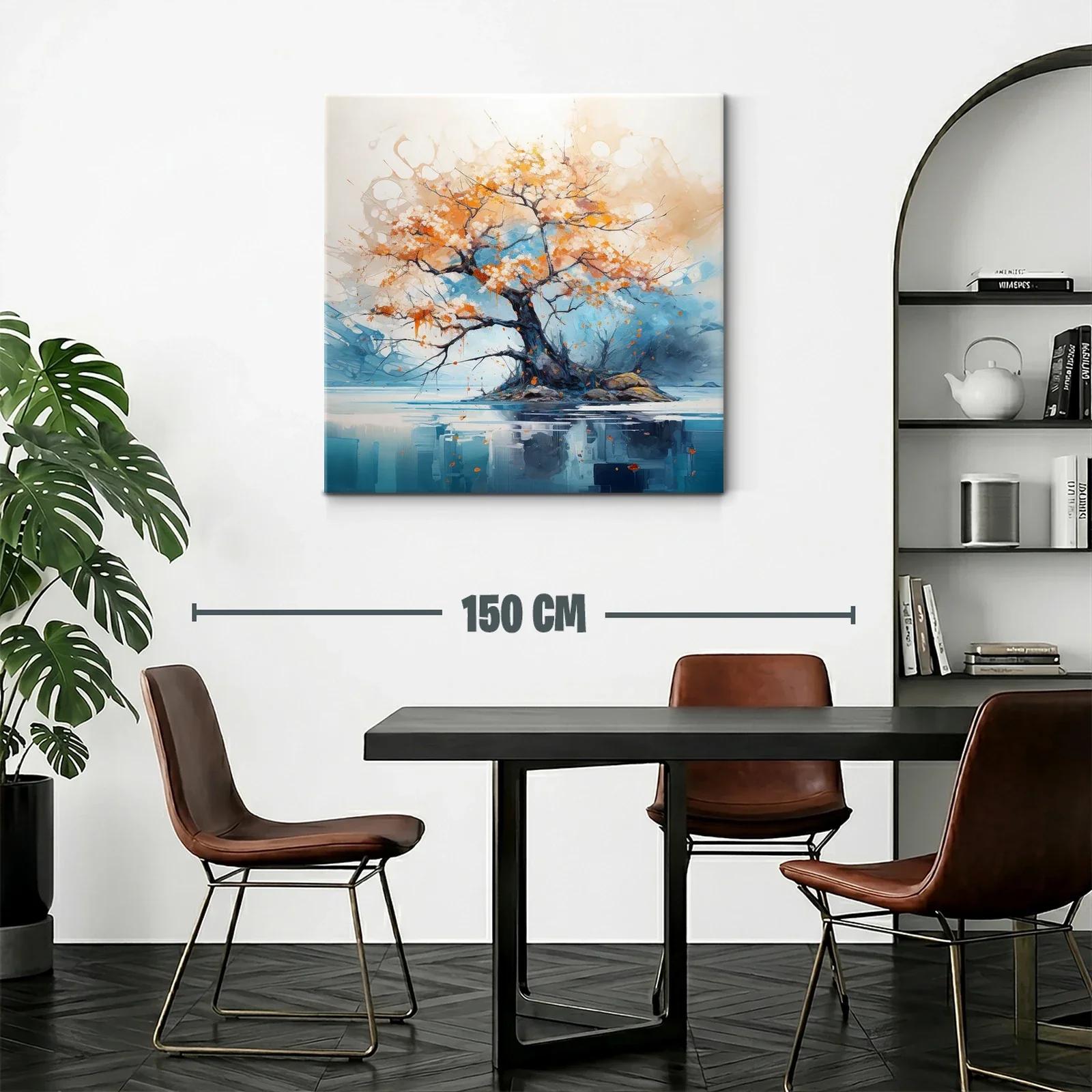 Árbol solitario con flores naranjas en isla serena — miniatura 2