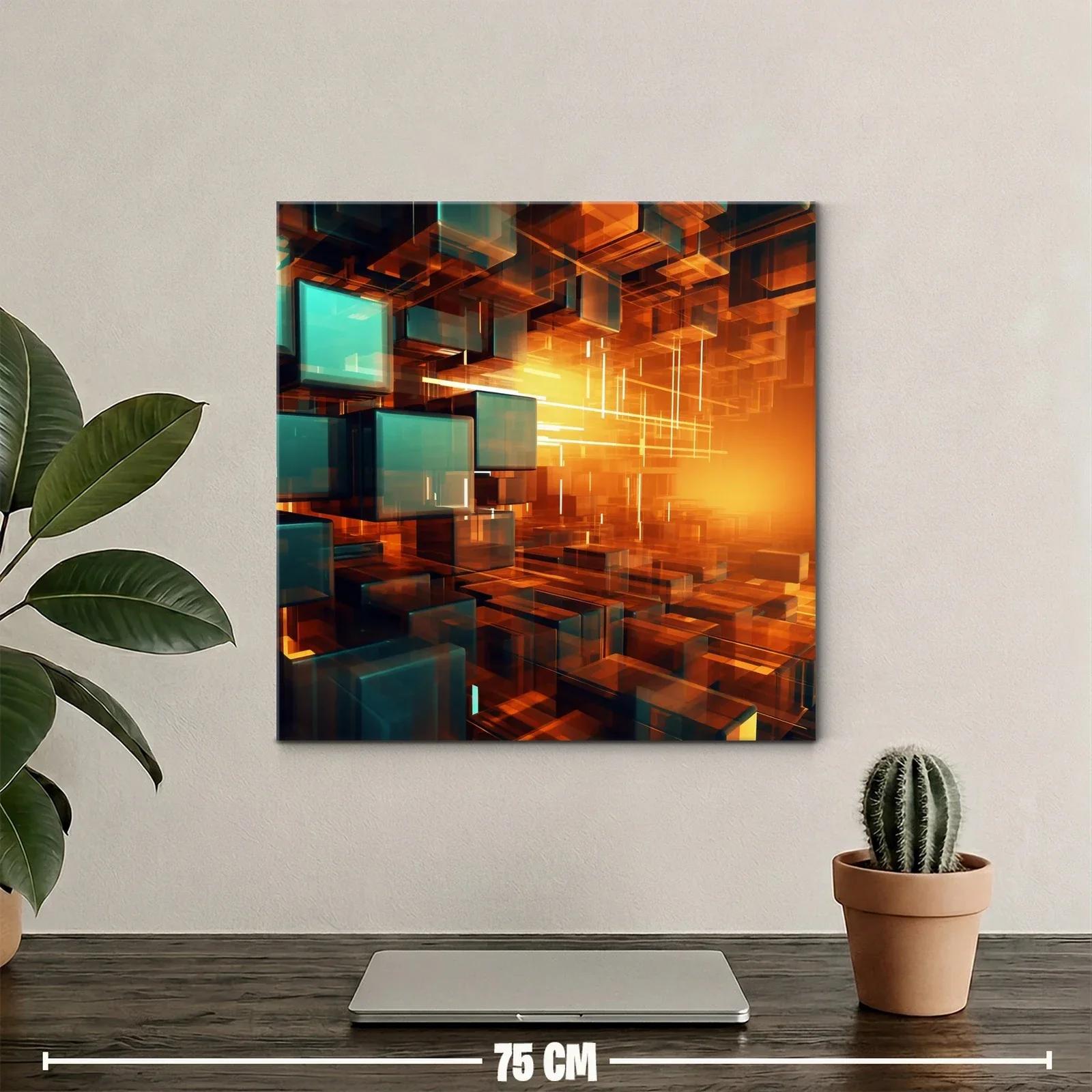 Composición abstracta de cubos translúcidos con luz cálida — miniatura 2