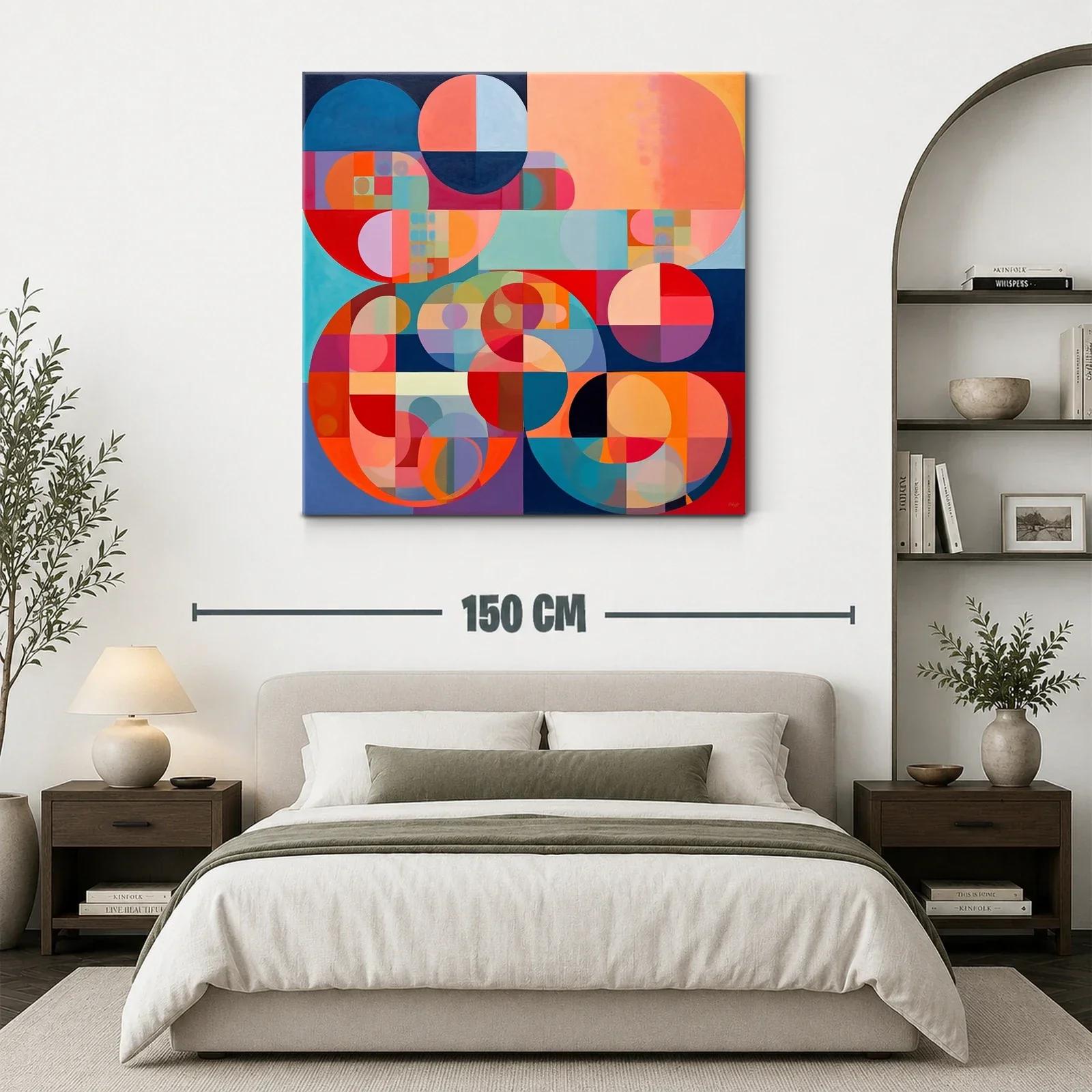 Cuadro abstracto con formas circulares y paleta vibrante — miniatura 3