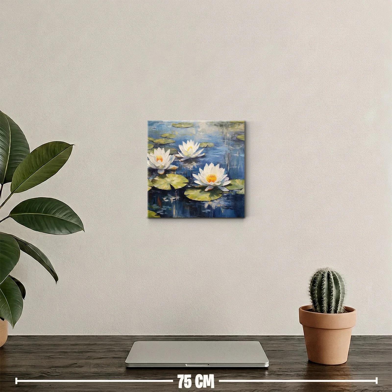 Cuadro flores de loto sobre estanque azul sereno — miniatura 2