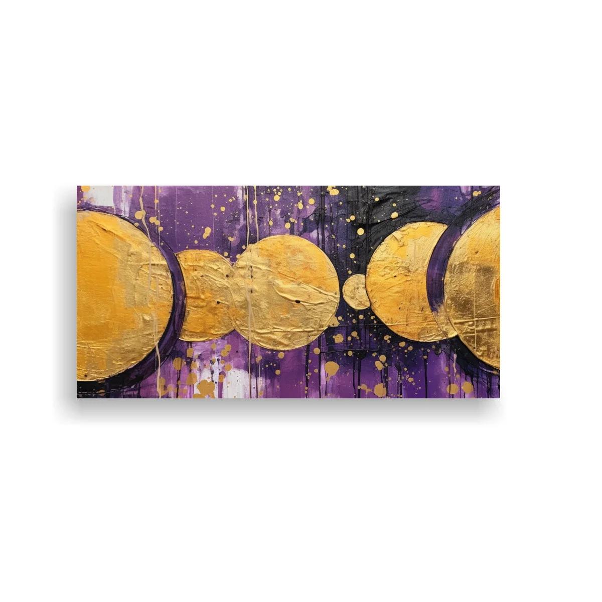 Cuadro círculos dorados texturizados con fondo morado — imagen principal