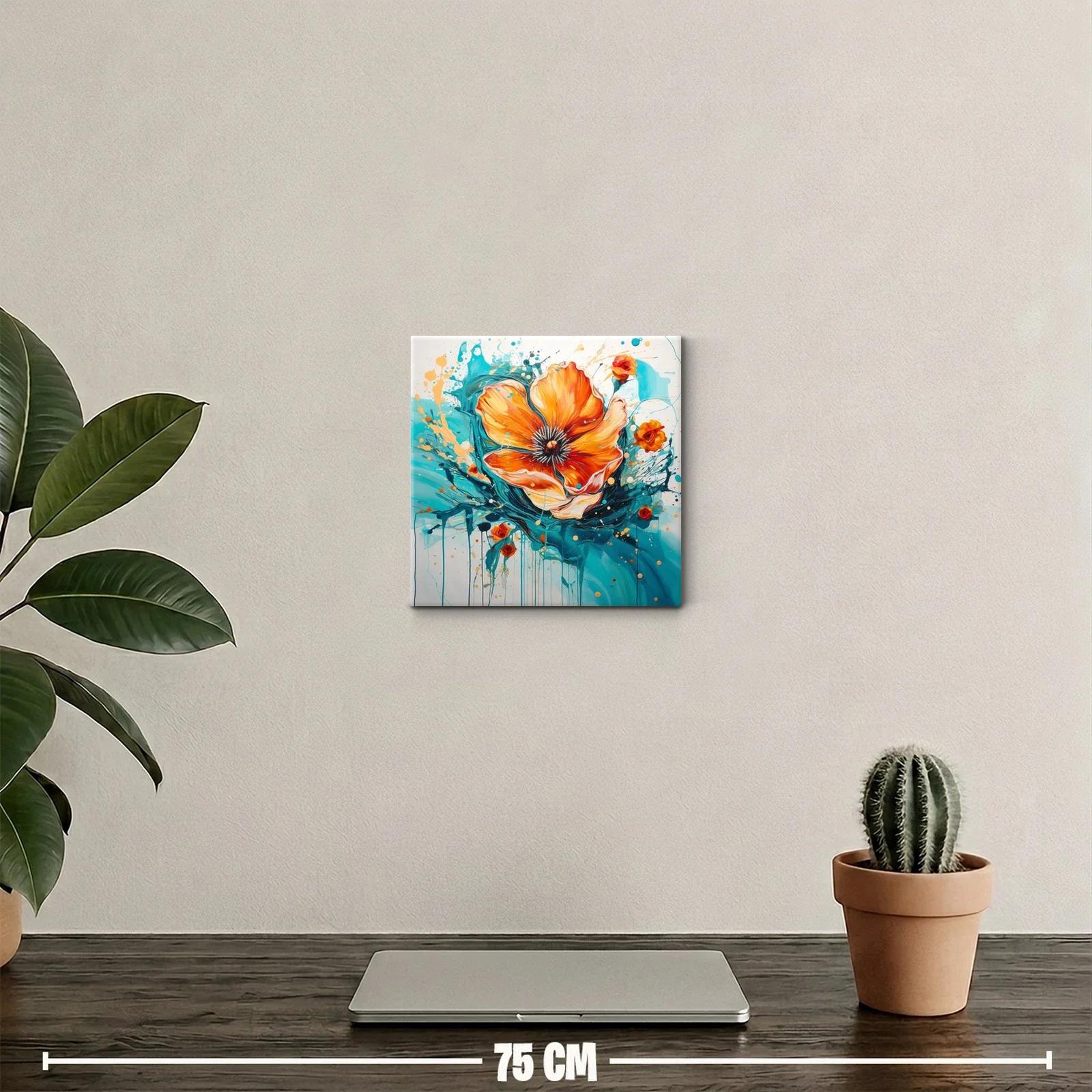 Flor vibrante en tonos turquesa y naranja dinámicos — miniatura 2