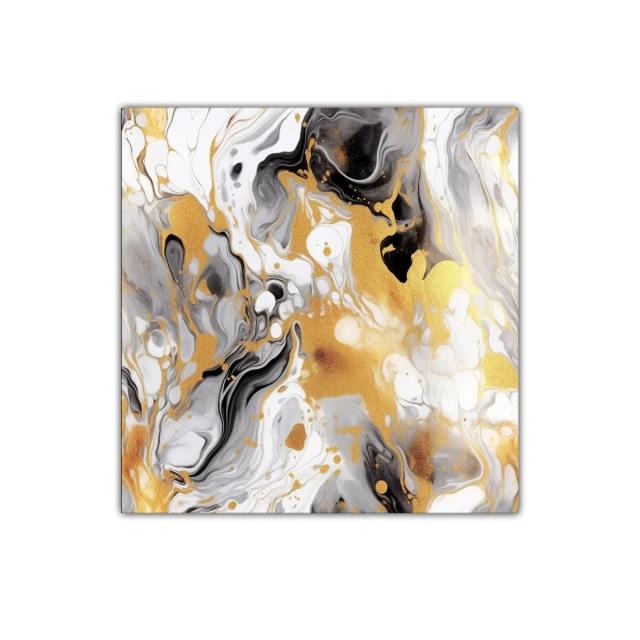 Arte Abstracto en Oro Blanco y Negro con Destellos Elegantes