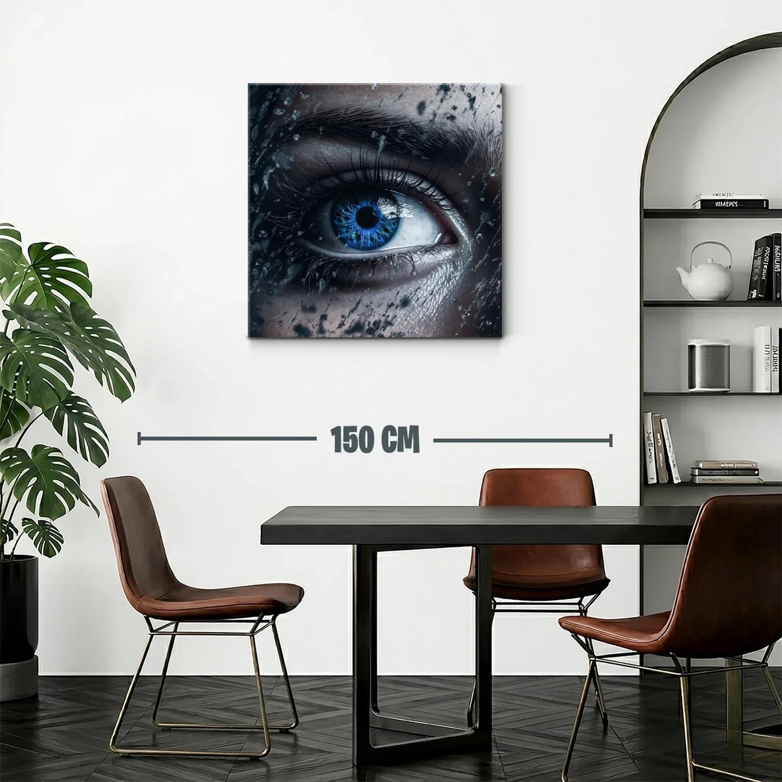 Impactante mirada azul con gotas en primer plano — miniatura 2