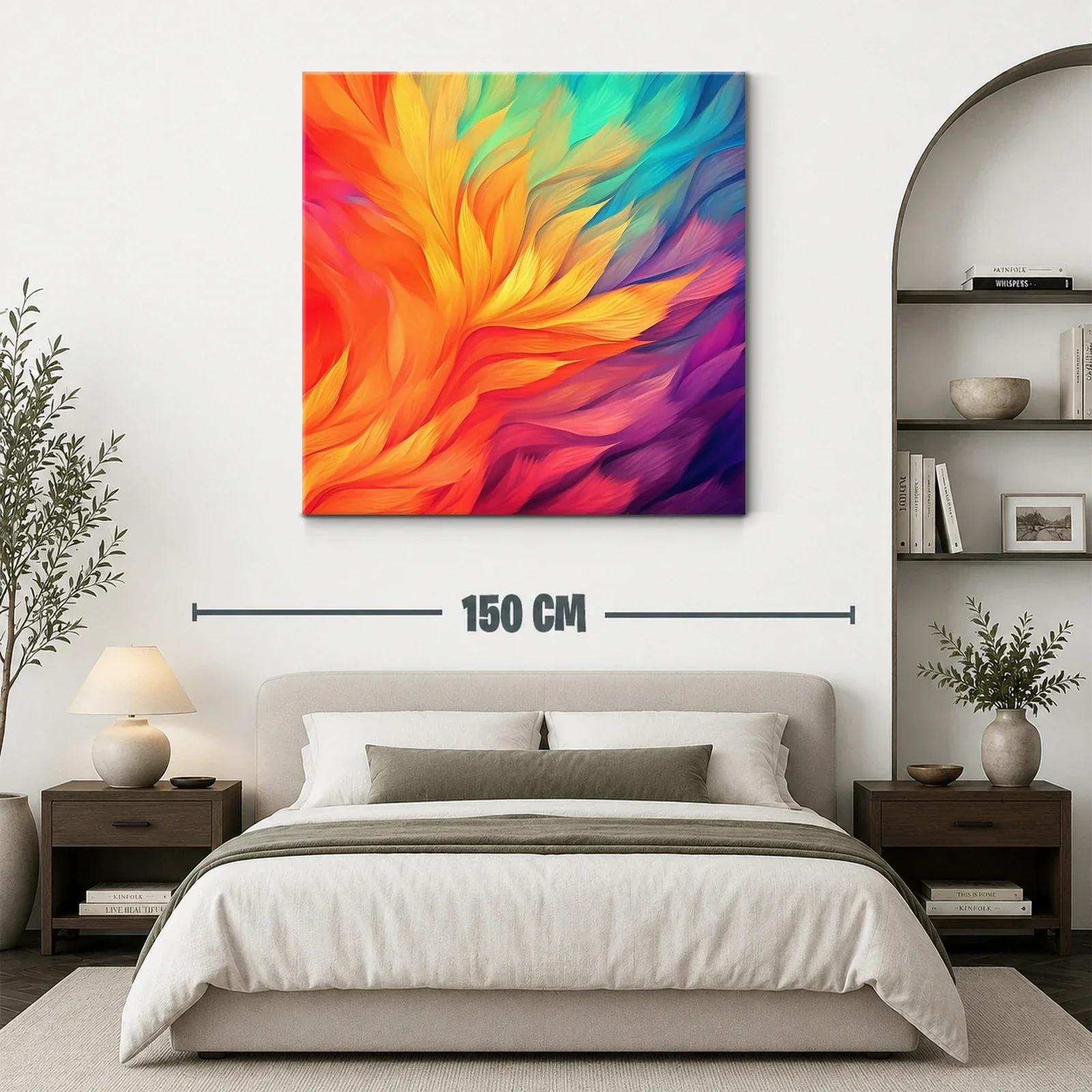 Cuadro abstracto en vibrantes tonos cálidos y fríos — miniatura 3