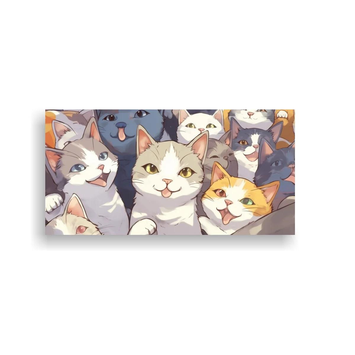 Cuadro grupo de gatos sonrientes con patas delanteras visibles — imagen principal