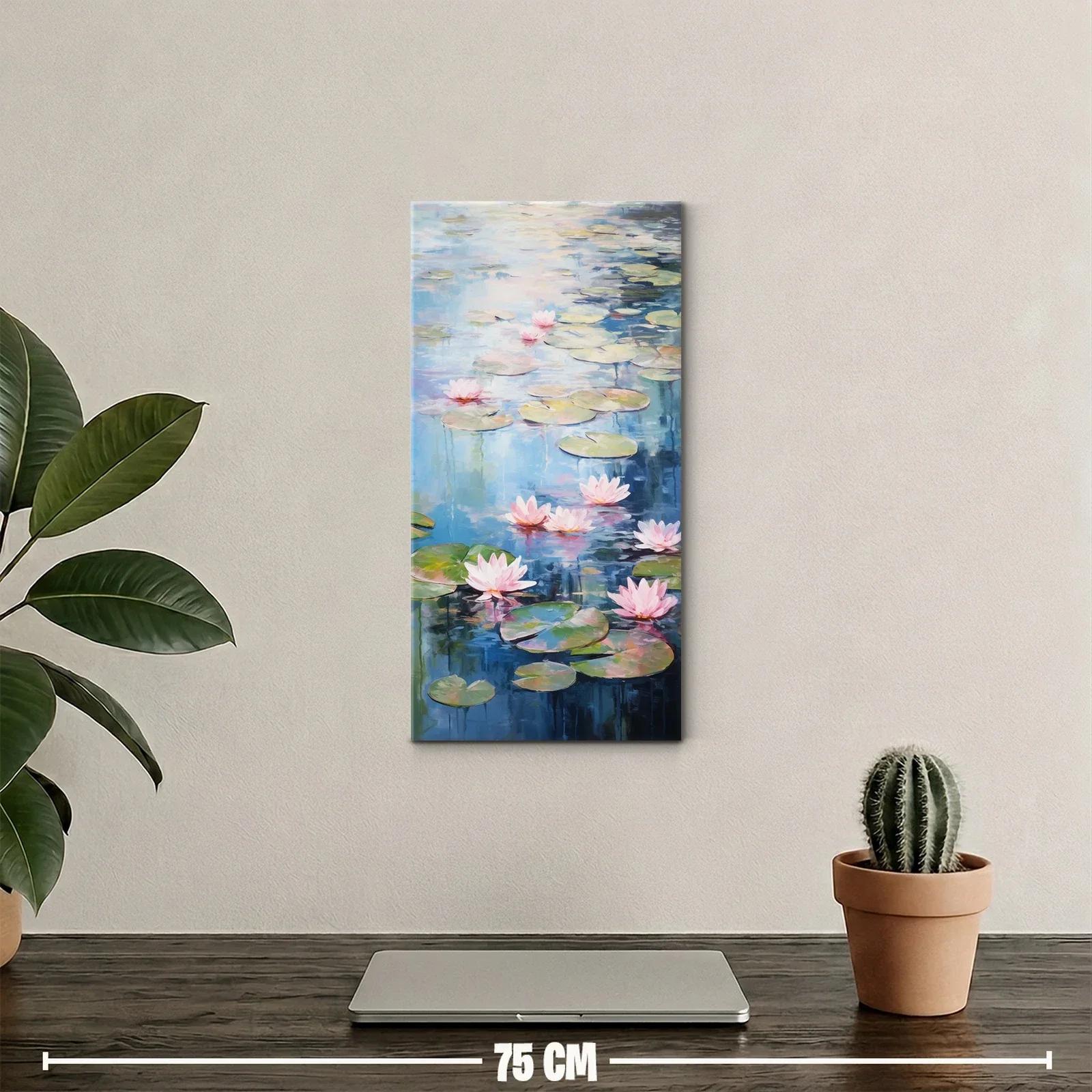 Cuadro nenúfares rosas con reflejos suaves — miniatura 2