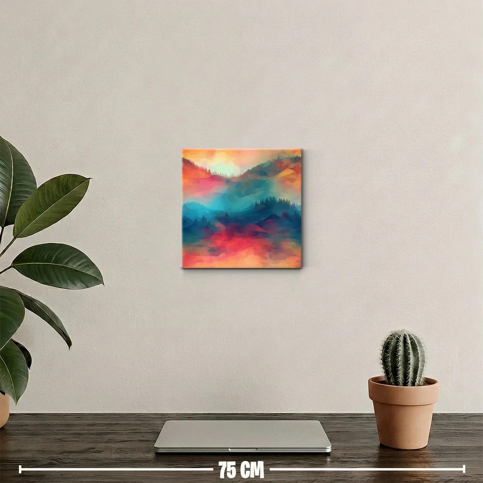 Cuadro abstracto de paisaje con colores vibrantes y difuminados — miniatura 2