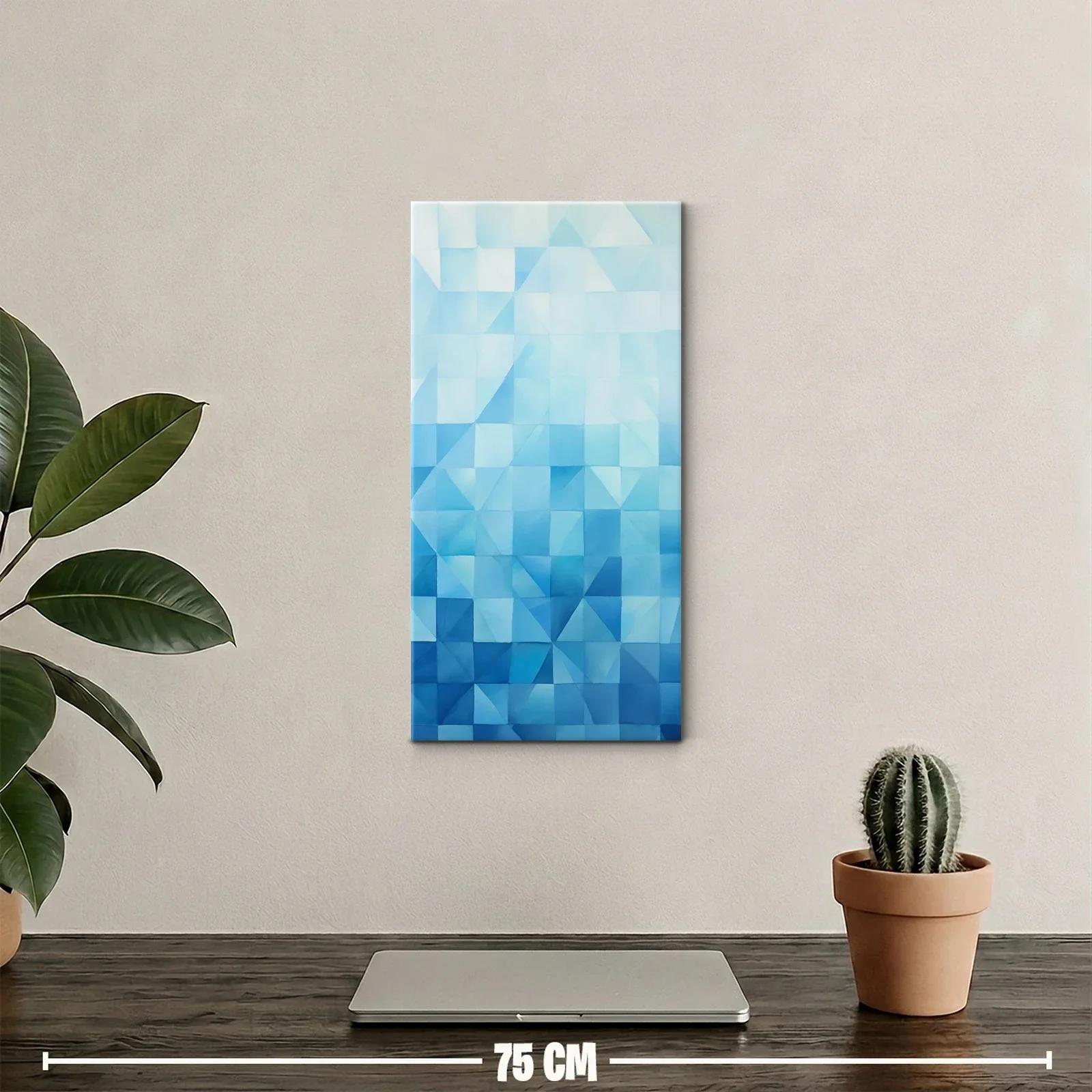 Cuadro mosaico geométrico facetado en azules — miniatura 2