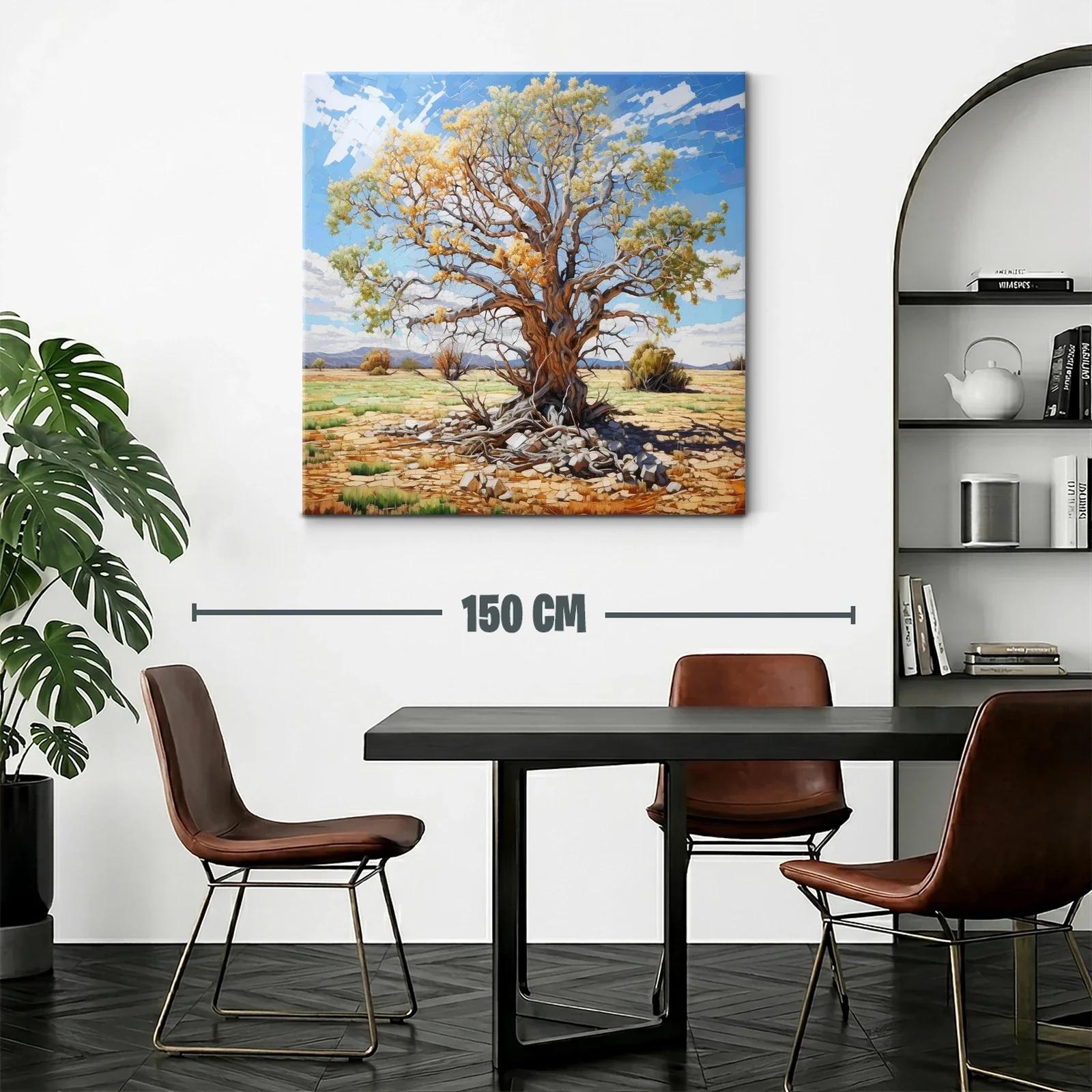 Árbol con hojas doradas en paisaje soleado — miniatura 2