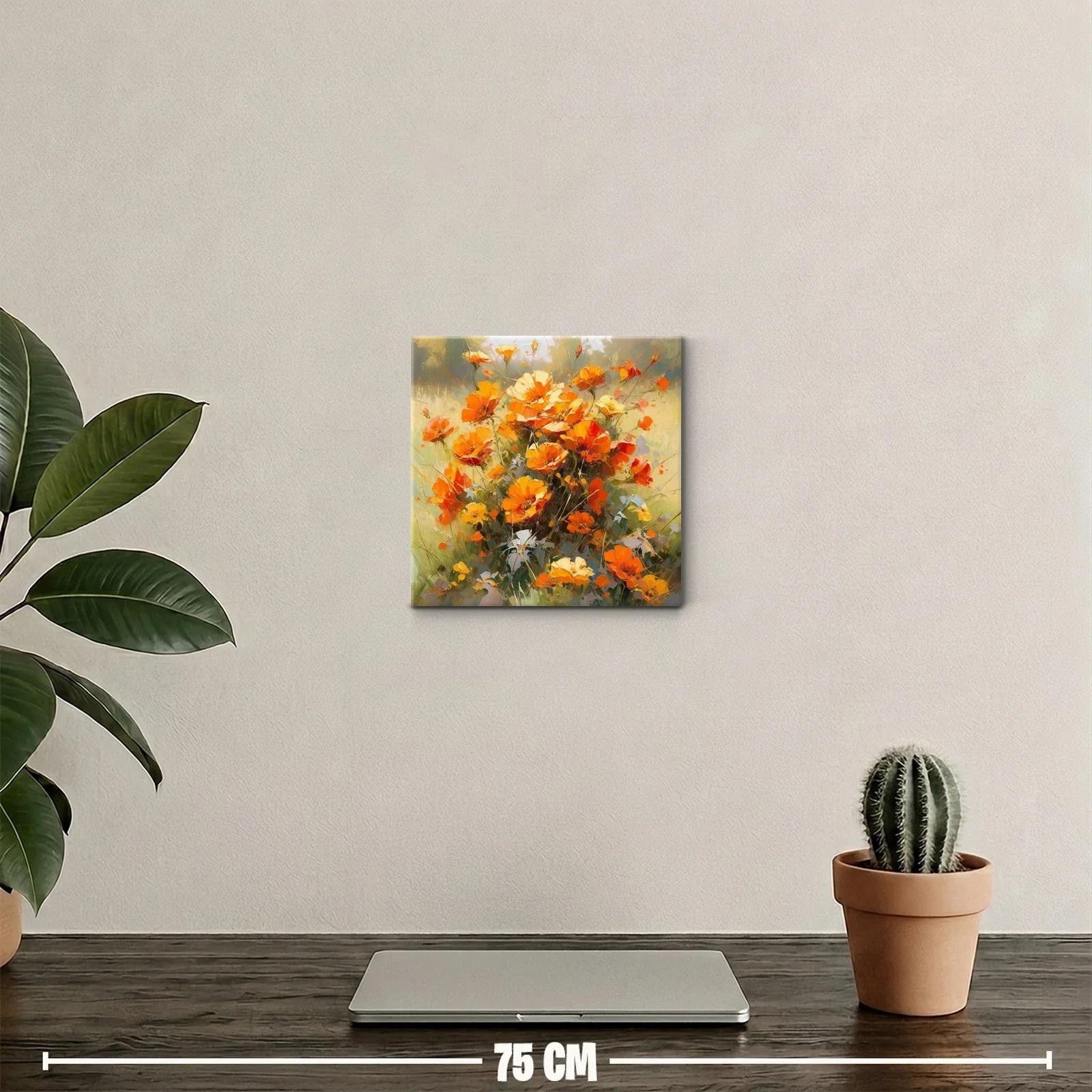 Cuadro floral con vibrantes tonos naranjas y amarillos — miniatura 2