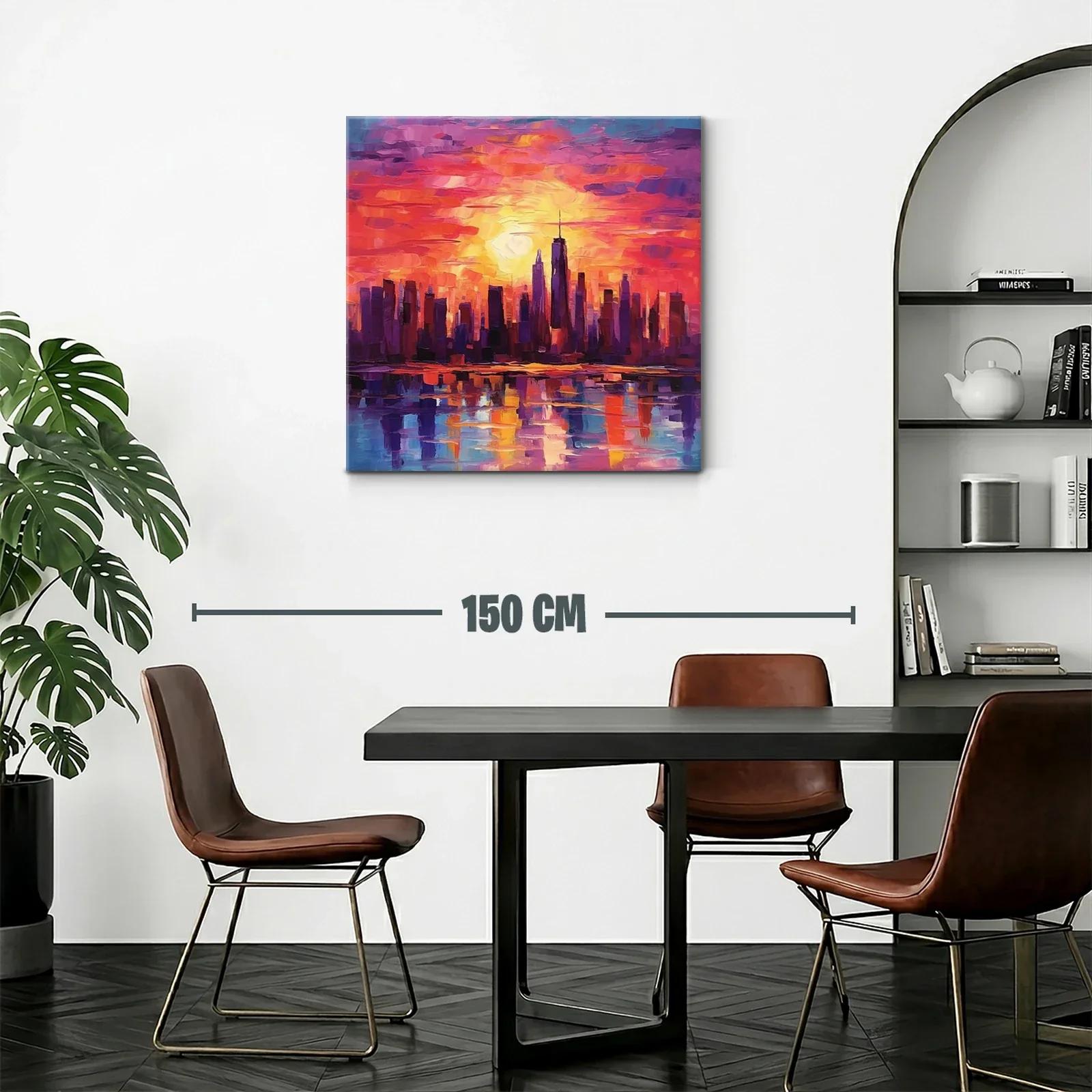 Atardecer vibrante sobre una ciudad moderna y reflejos sorprendentes — miniatura 2