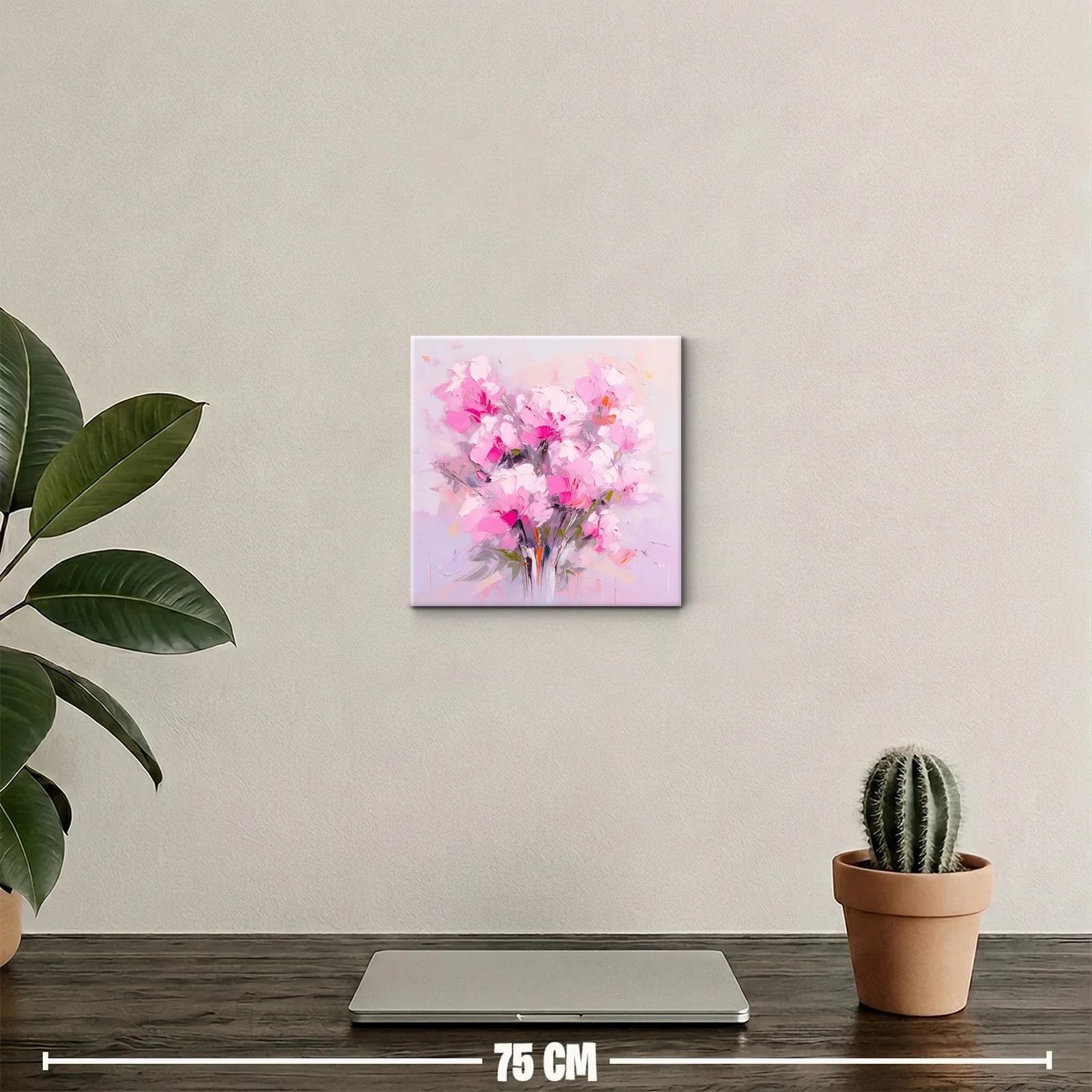 Cuadro floral vibrante en tonos rosas y lilas suaves — miniatura 2