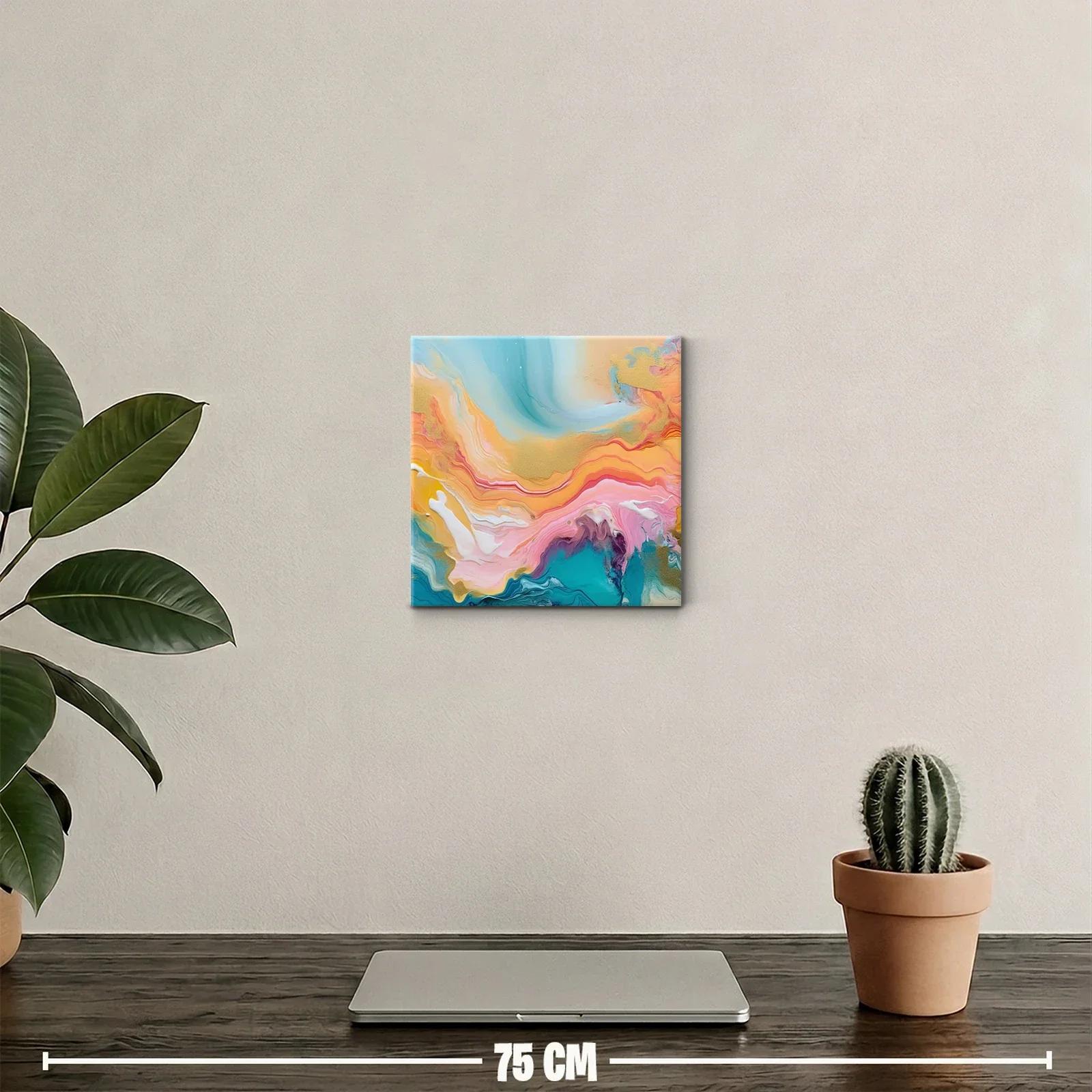 Cuadro abstracto fluido con tonos cálidos y vibrantes — miniatura 2