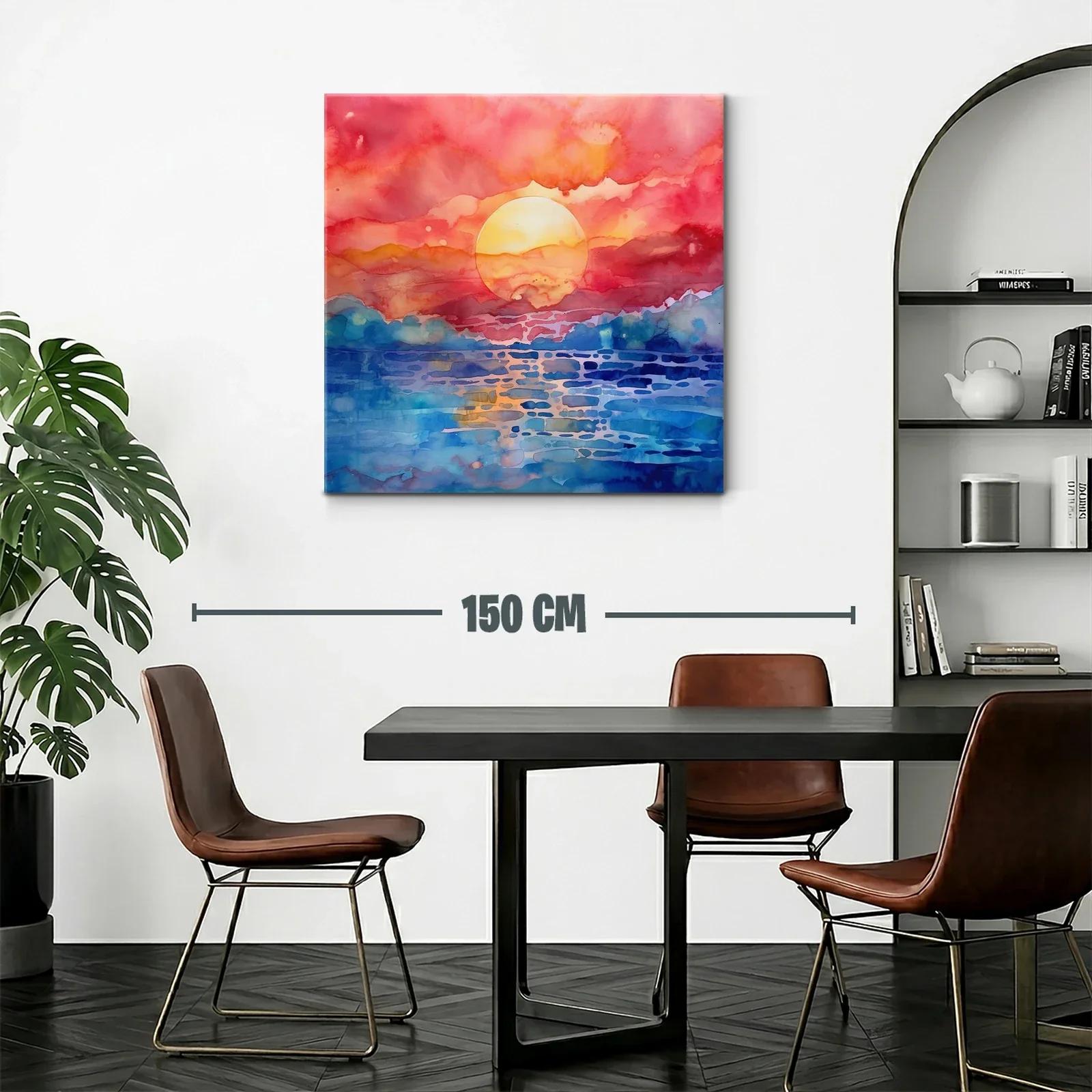 Atardecer vibrante con cielo anaranjado y mar azul — miniatura 2