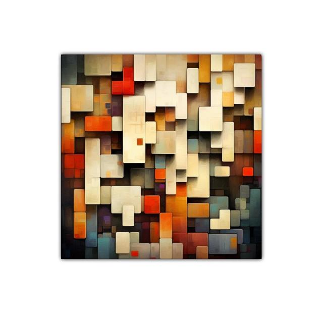 Composición geométrica con bloques cálidos y neutros