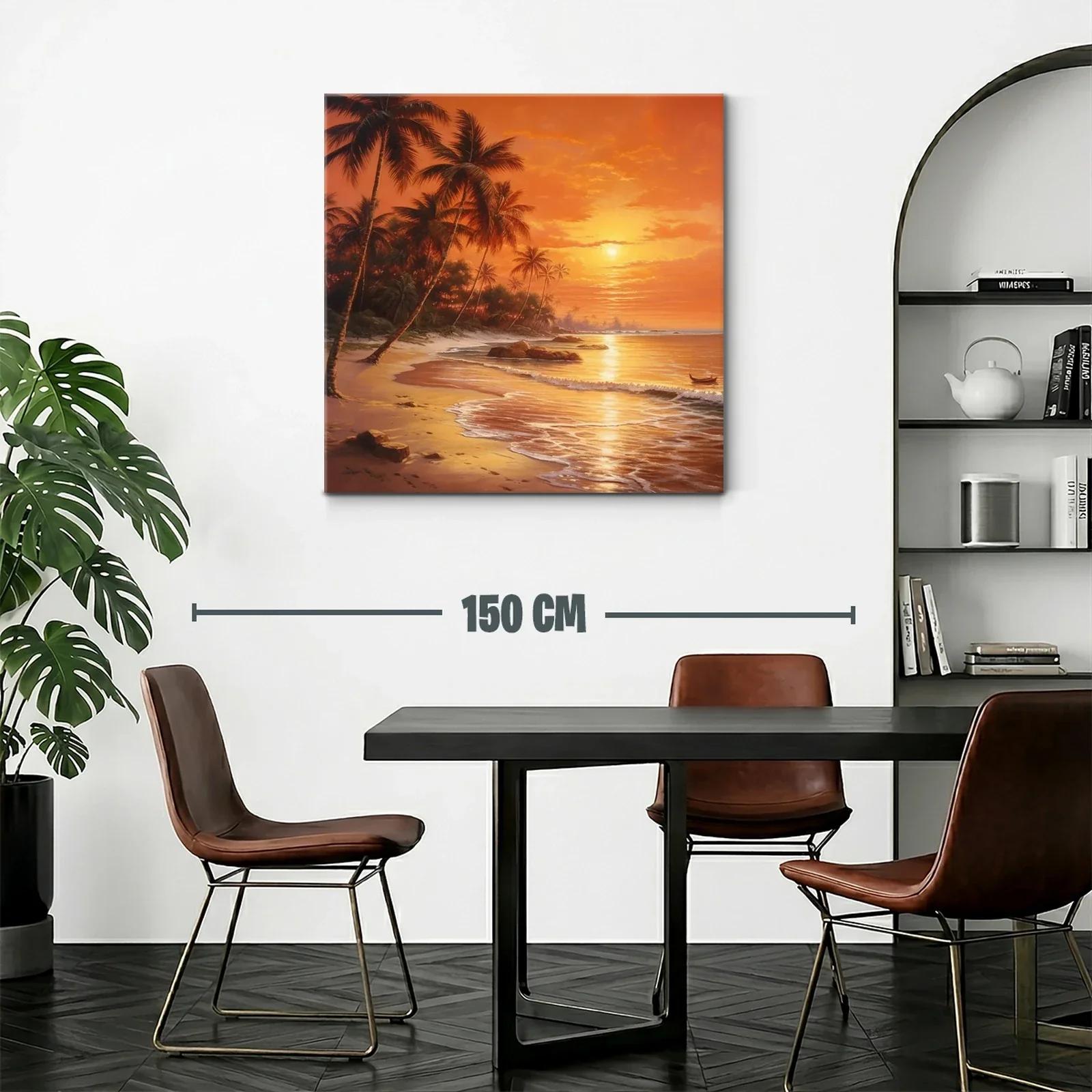 Paisaje tropical con palmeras al atardecer dorado — miniatura 2