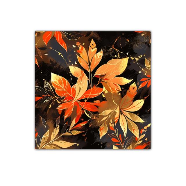 Cuadro decorativo con hojas otoñales en tonos cálidos