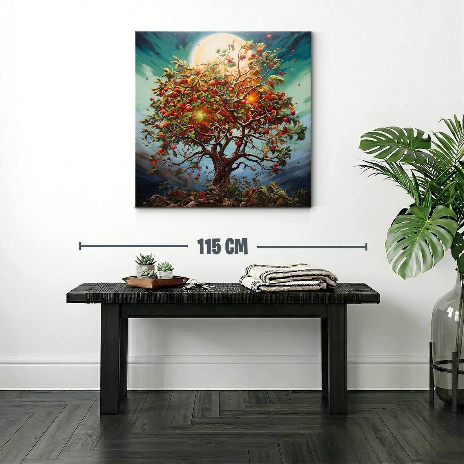 Árbol exuberante con frutos rojos y luz radiante — miniatura 2