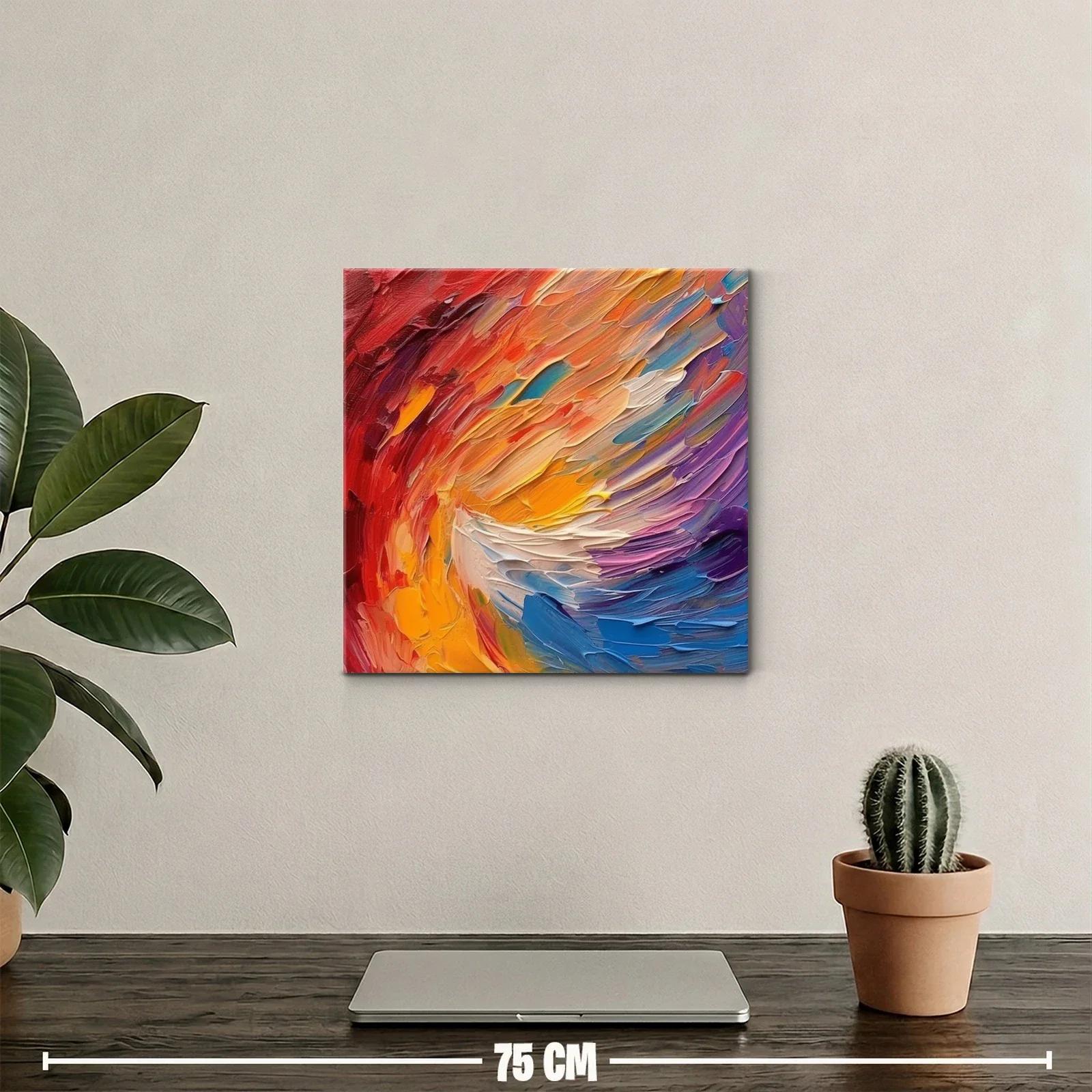 Cuadro abstracto enérgico con vibrantes tonos cálidos y fríos — miniatura 2