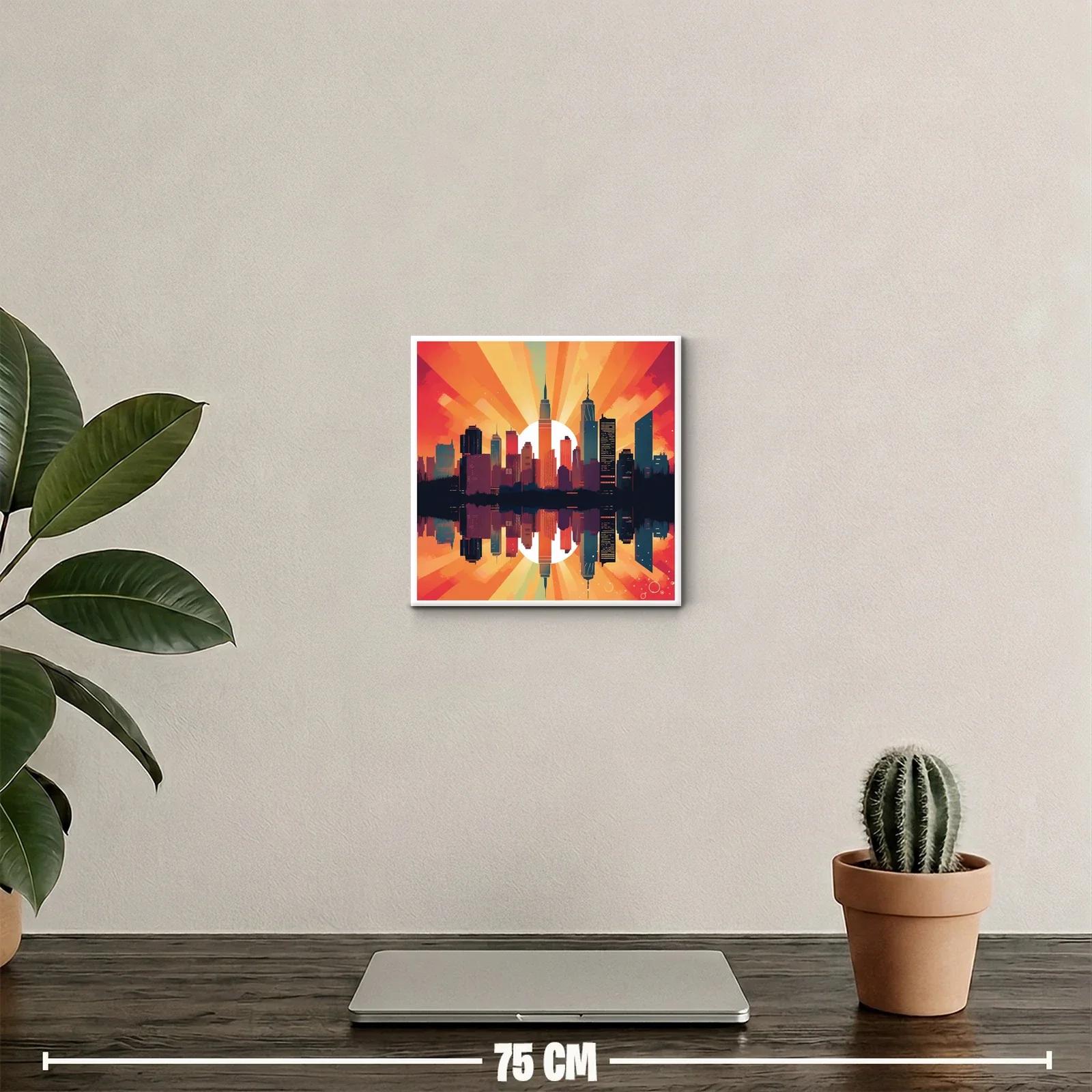 Atardecer urbano con reflejo sobre el agua vibrante — miniatura 2