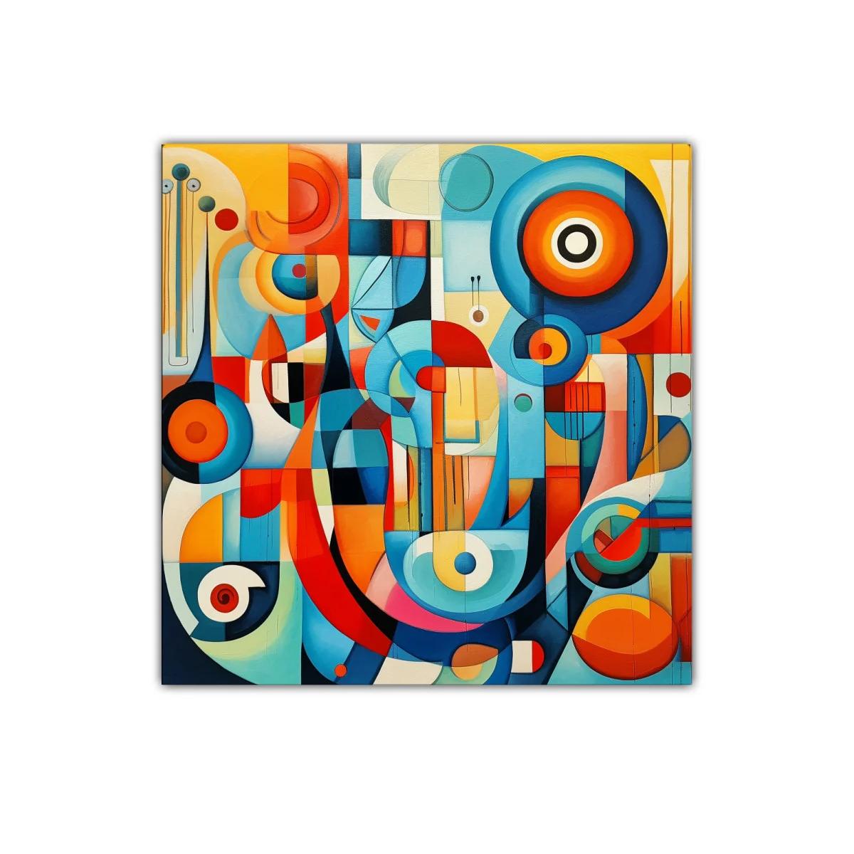 Composición abstracta con círculos y colores vibrantes