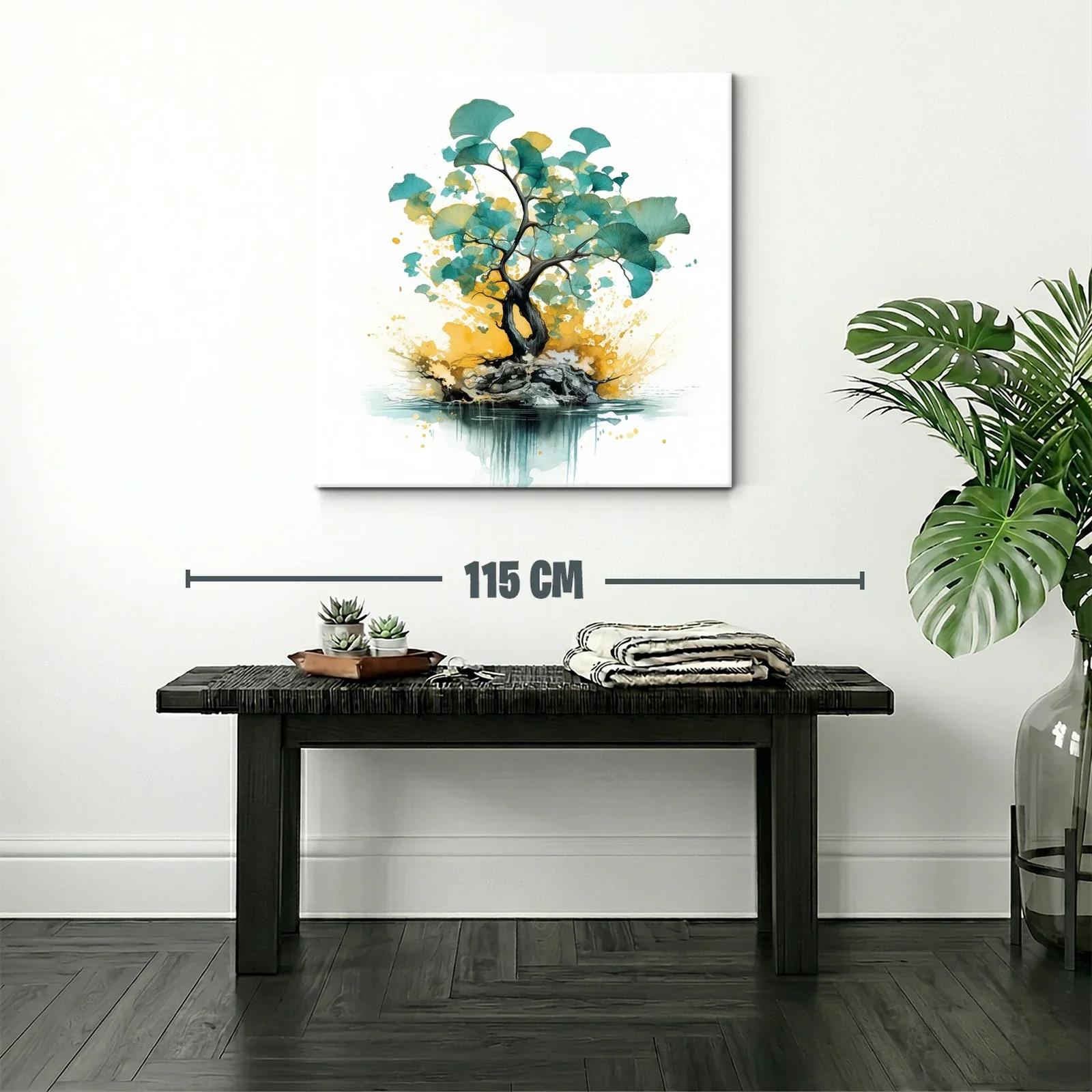 Árbol abstracto con hojas en tonos azules y amarillos — miniatura 2