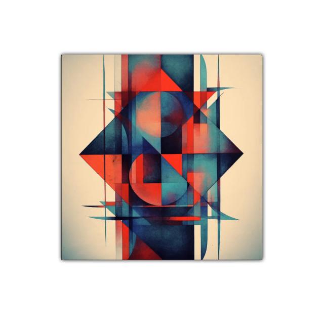 Composición geométrica vibrante en tonos rojo y azul