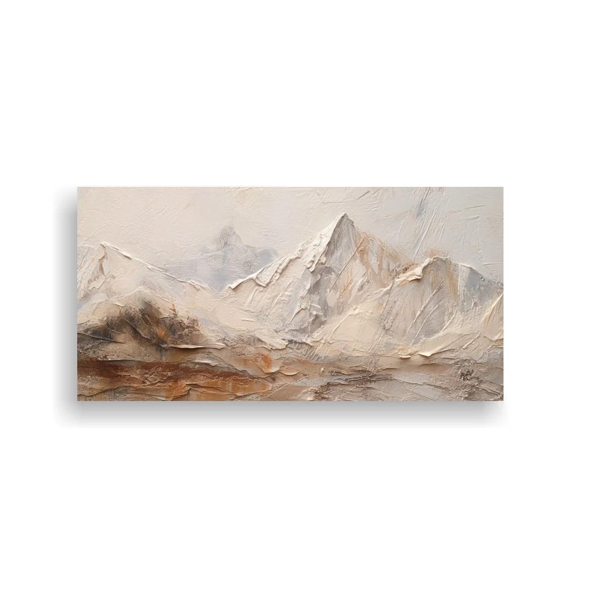 Cuadro cordillera de montañas nevadas con textura de espátula