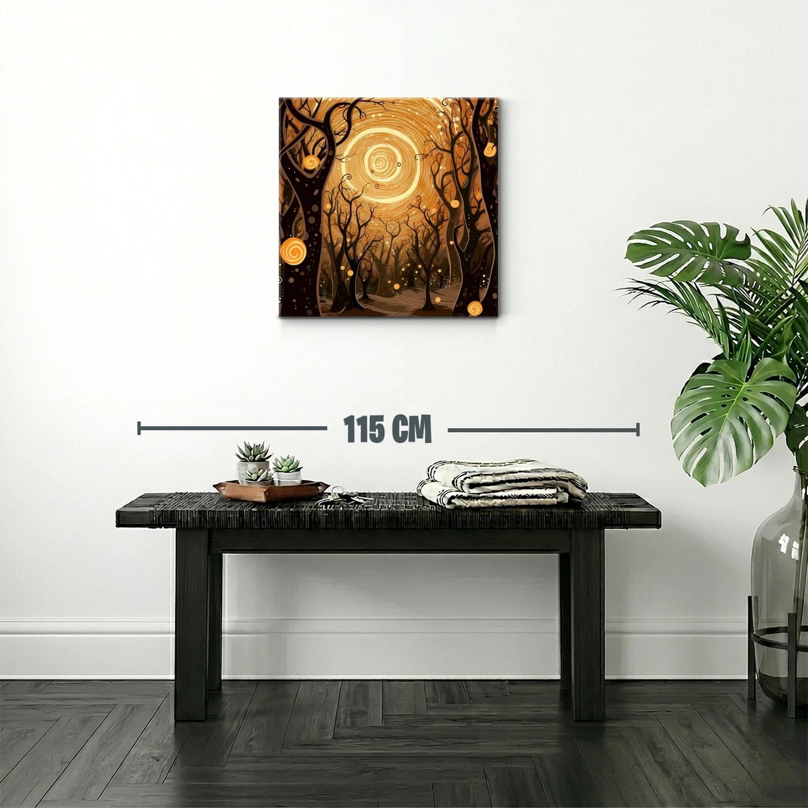 Bosque encantado bajo un sol espiral dorado — miniatura 2