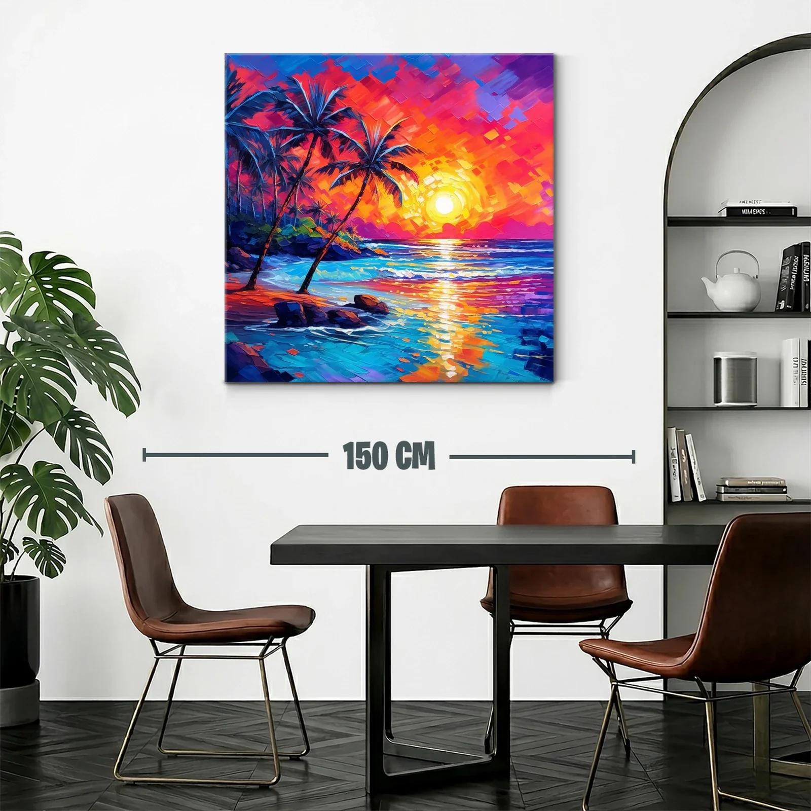 Atardecer vibrante con palmeras en la playa tropical — miniatura 2