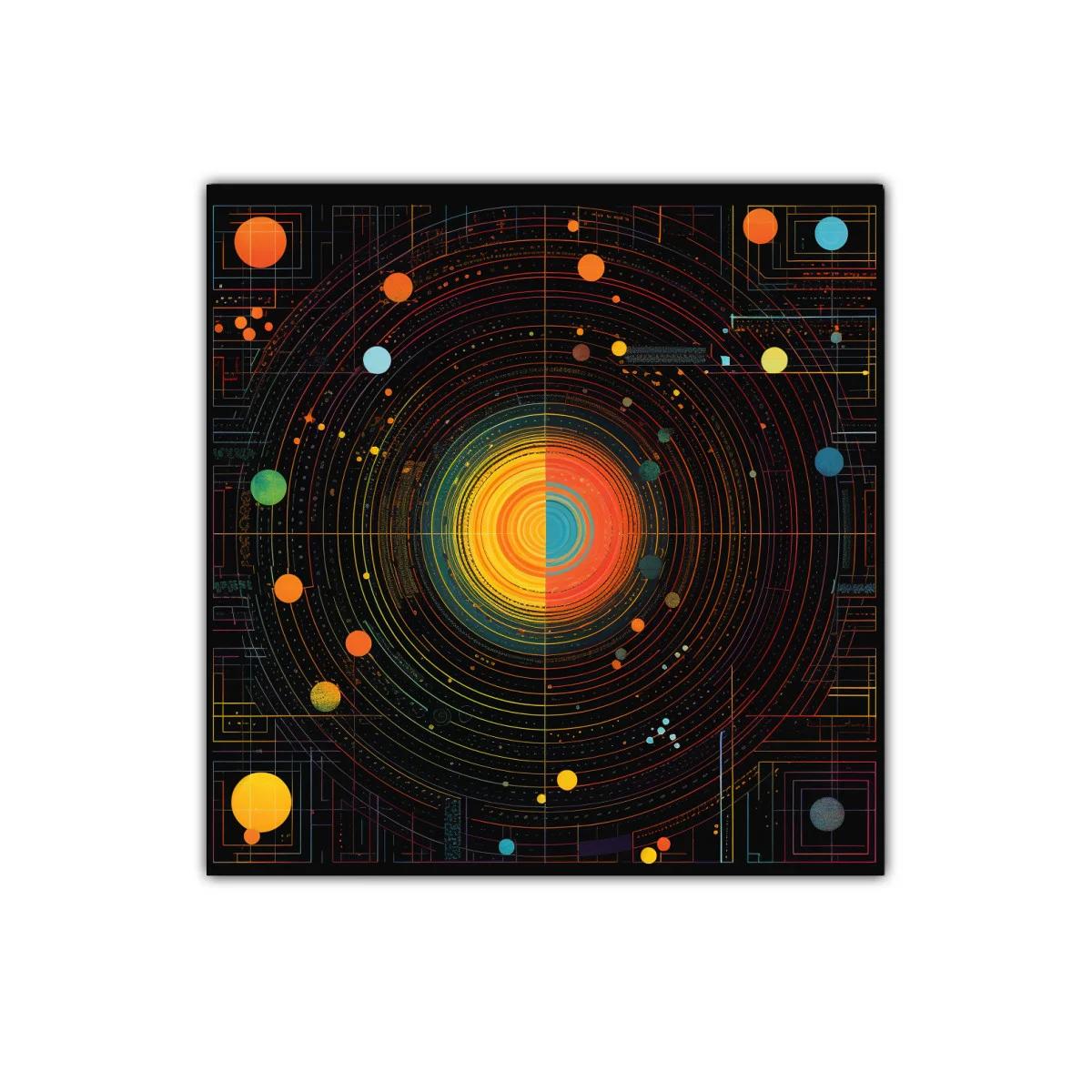 Cuadro abstracto de cosmos con diseño circular y color vibrante
