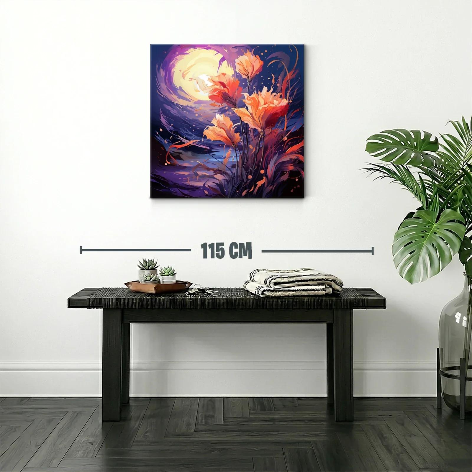 Flores vibrantes bajo un cielo nocturno iluminado — miniatura 2
