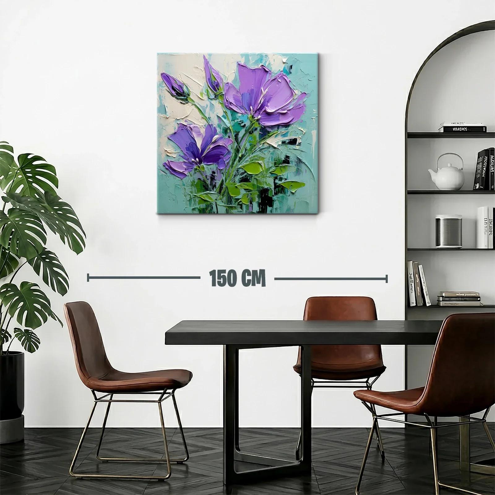 Flores lilas vibrantes con hojas verdes y fondo azul claro — miniatura 2