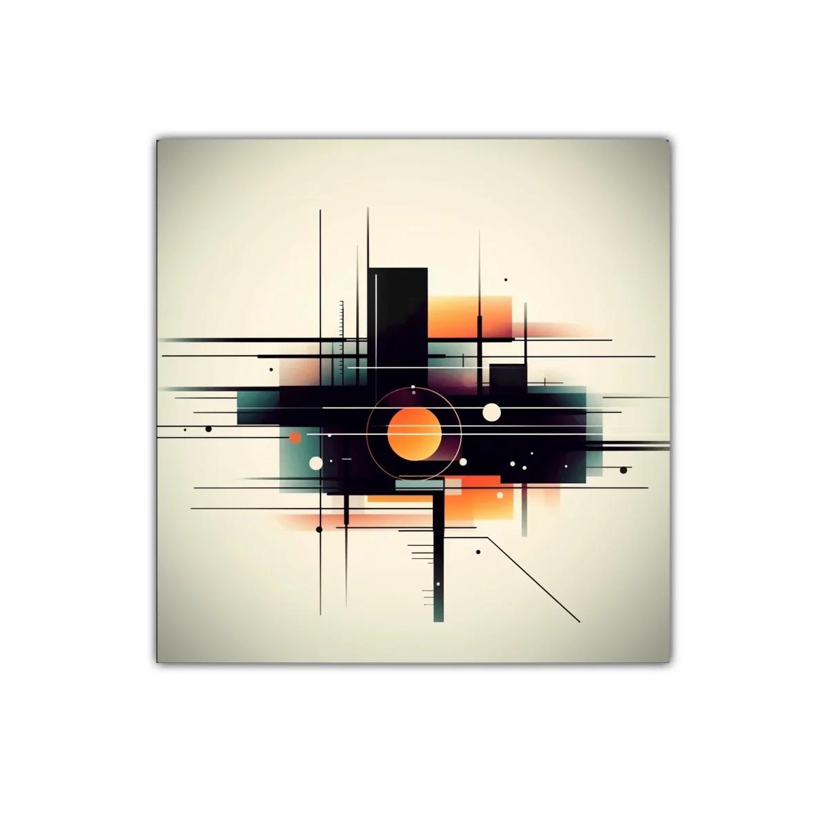 Composición abstracta con líneas y formas geométricas coloridas
