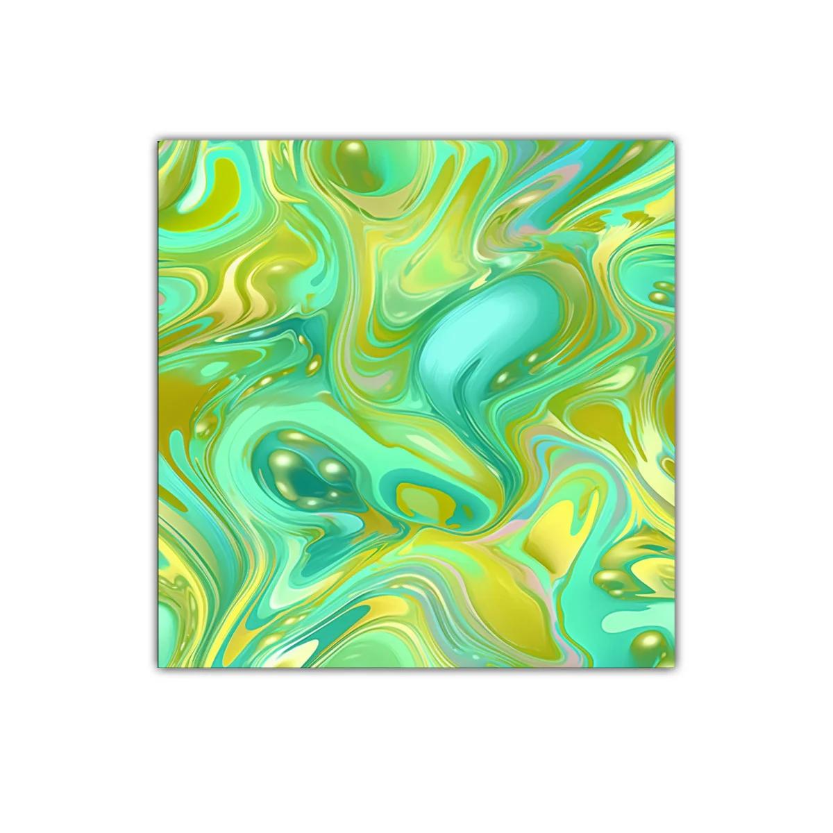 Cuadro decorativo con diseño abstracto en tonos verdes y dorados — imagen principal