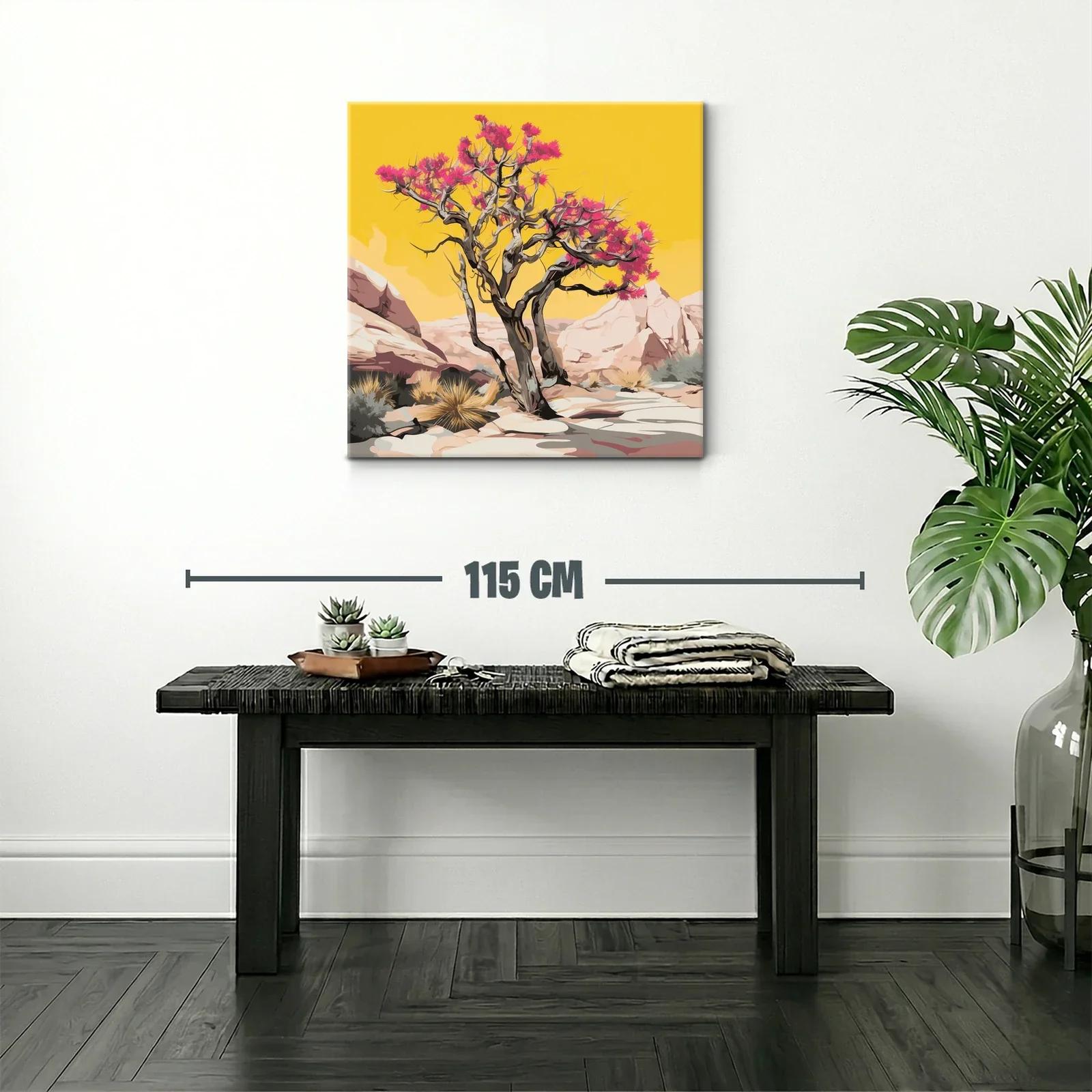 Árbol floreciente en desierto con fondo vibrante — miniatura 2
