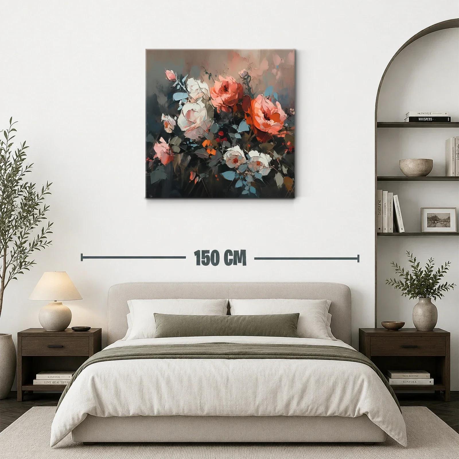 Cuadro floral con tonos cálidos y contraste elegante — miniatura 3