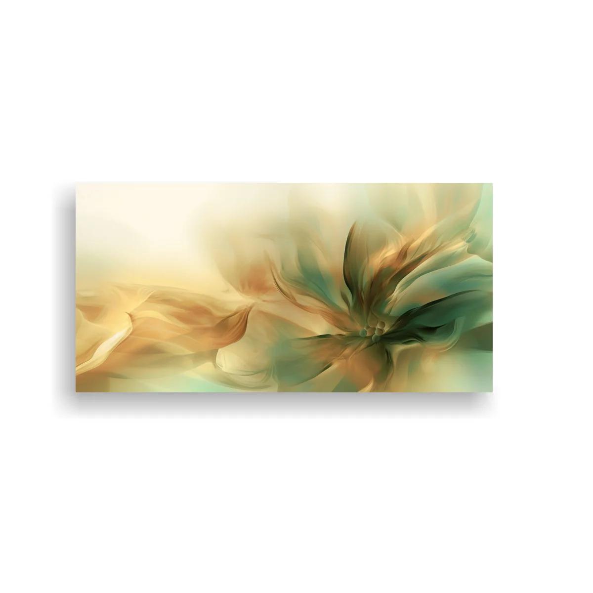 Cuadro flor abstracta panorámica con veladuras suaves