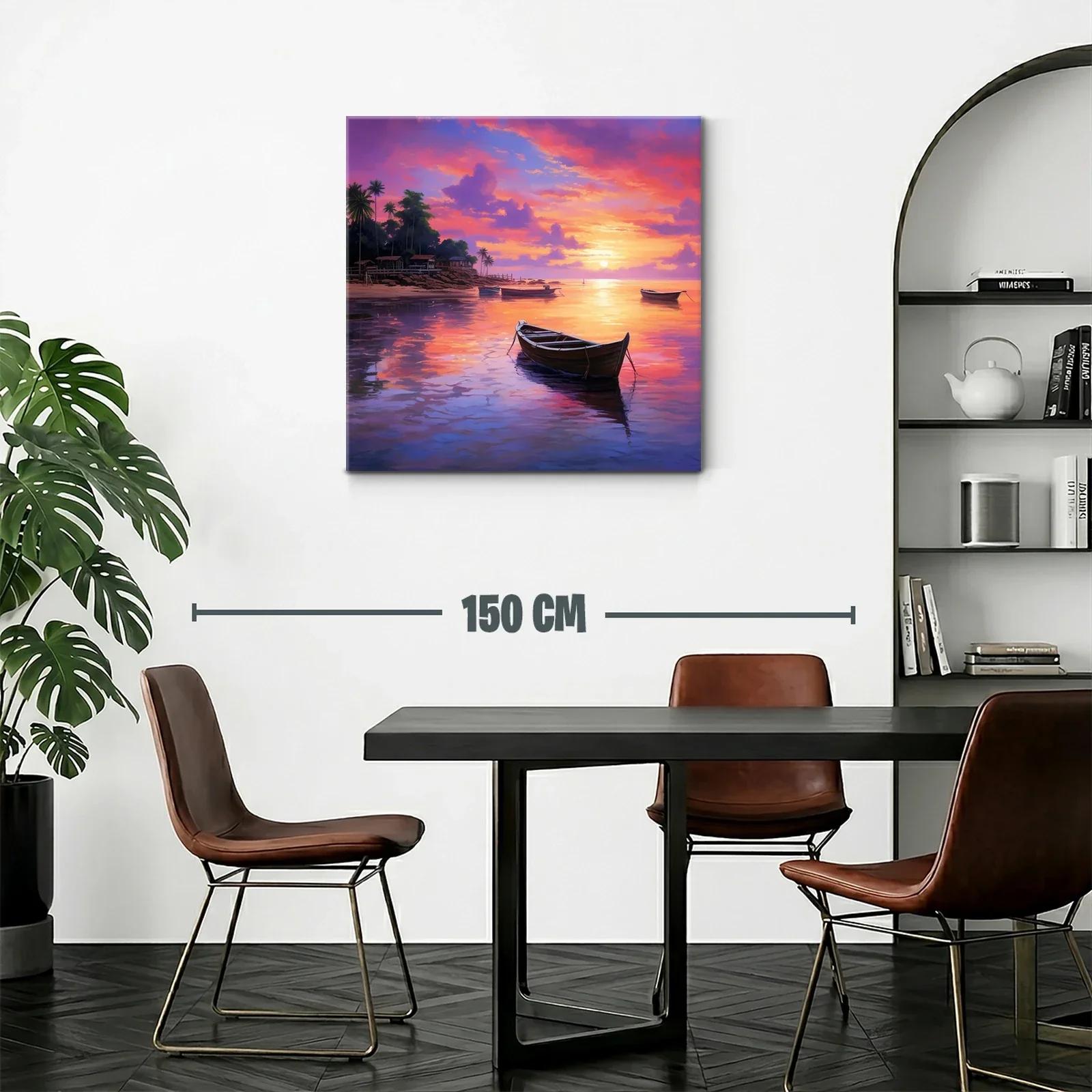 Atardecer sereno con barcos en aguas tranquilas — miniatura 2