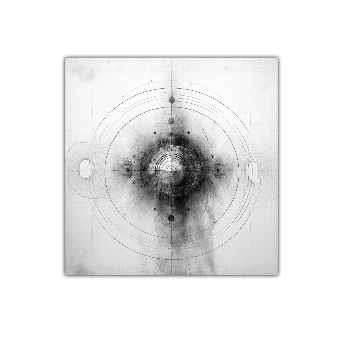 Composición abstracta en tonos grises con círculos concéntricos — imagen principal