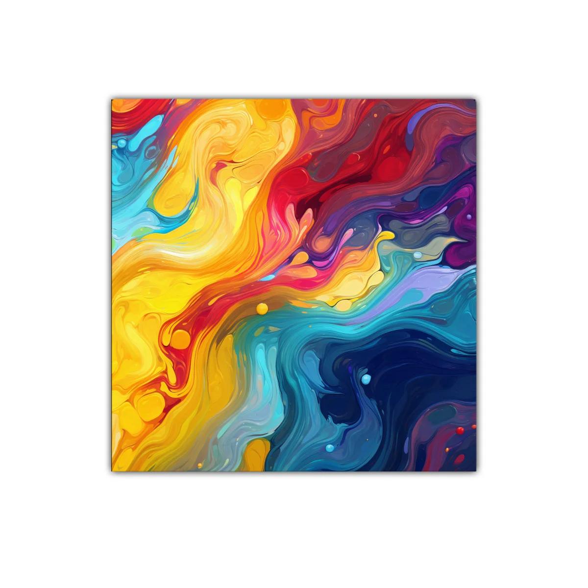 Cuadro vibrante con formas abstractas y colores intensos