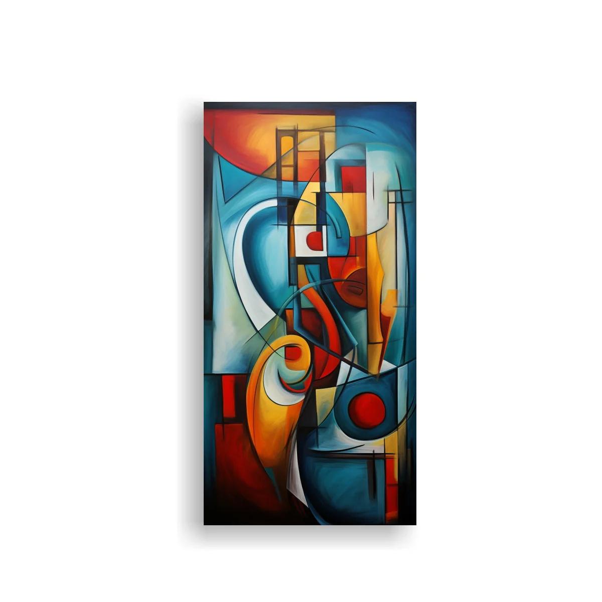 Cuadro abstracción geométrica con círculos rojos