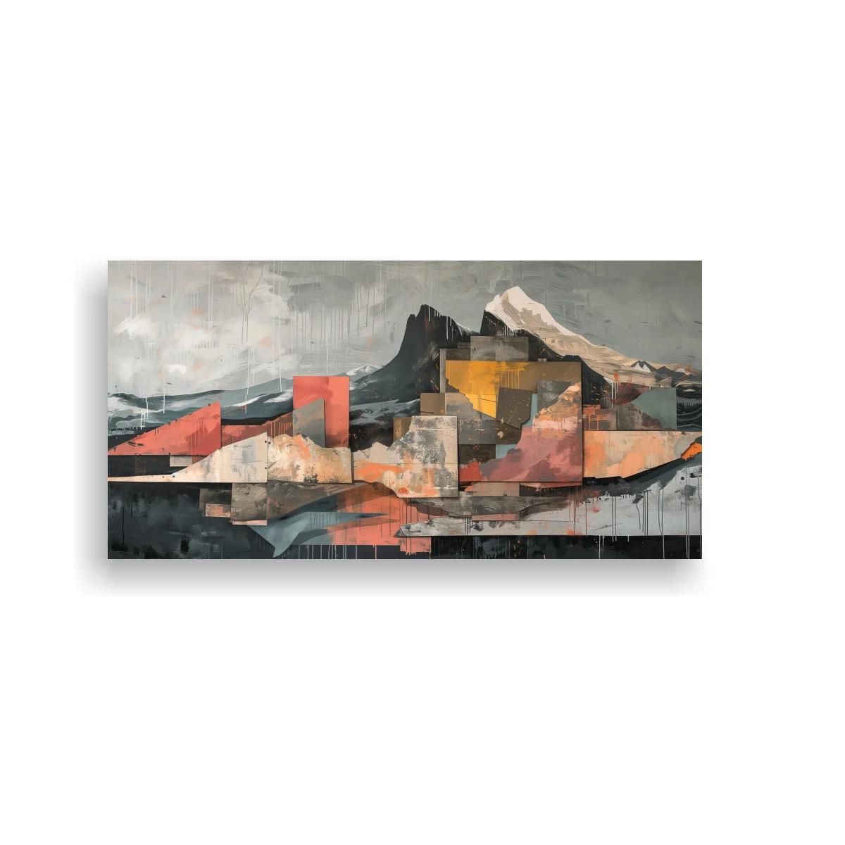 Cuadro paisaje urbano abstracto con reflejo inferior — imagen principal