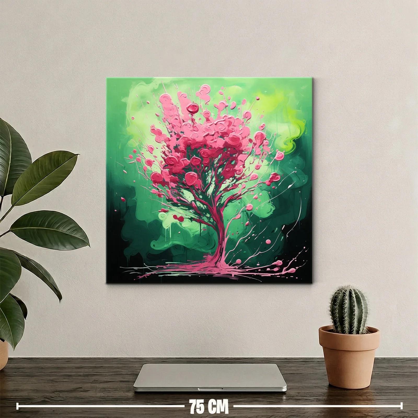 Árbol vibrante en tonos verdes y rosas energéticos — miniatura 2