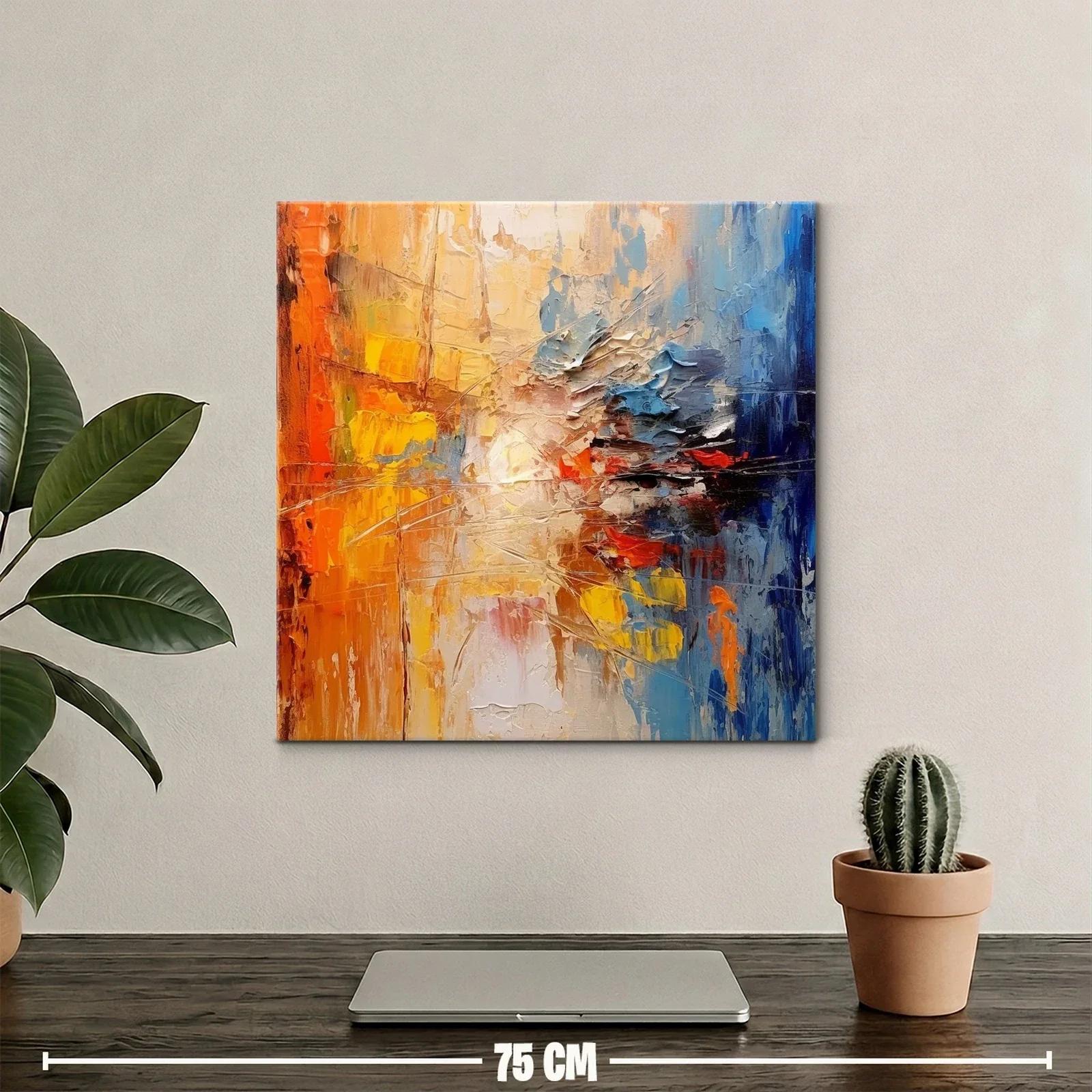 Cuadro abstracto con vibrantes contrastes en tonos cálidos y fríos — miniatura 2