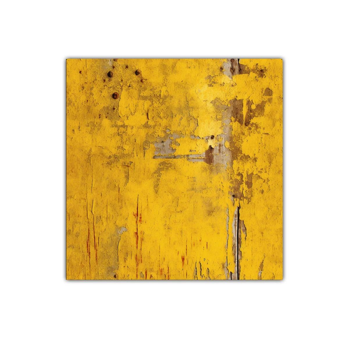 Cuadro abstracto en tonos amarillos y ocres envejecidos